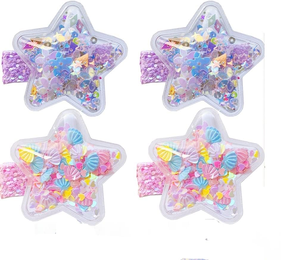 APSAMBR - 3PCS Sparkly Heart Hair Clips for Girls, Sequins Snap Barrettes, Glitter Hairpins for Kids - Perfect for School, Parties & Everyday Styling