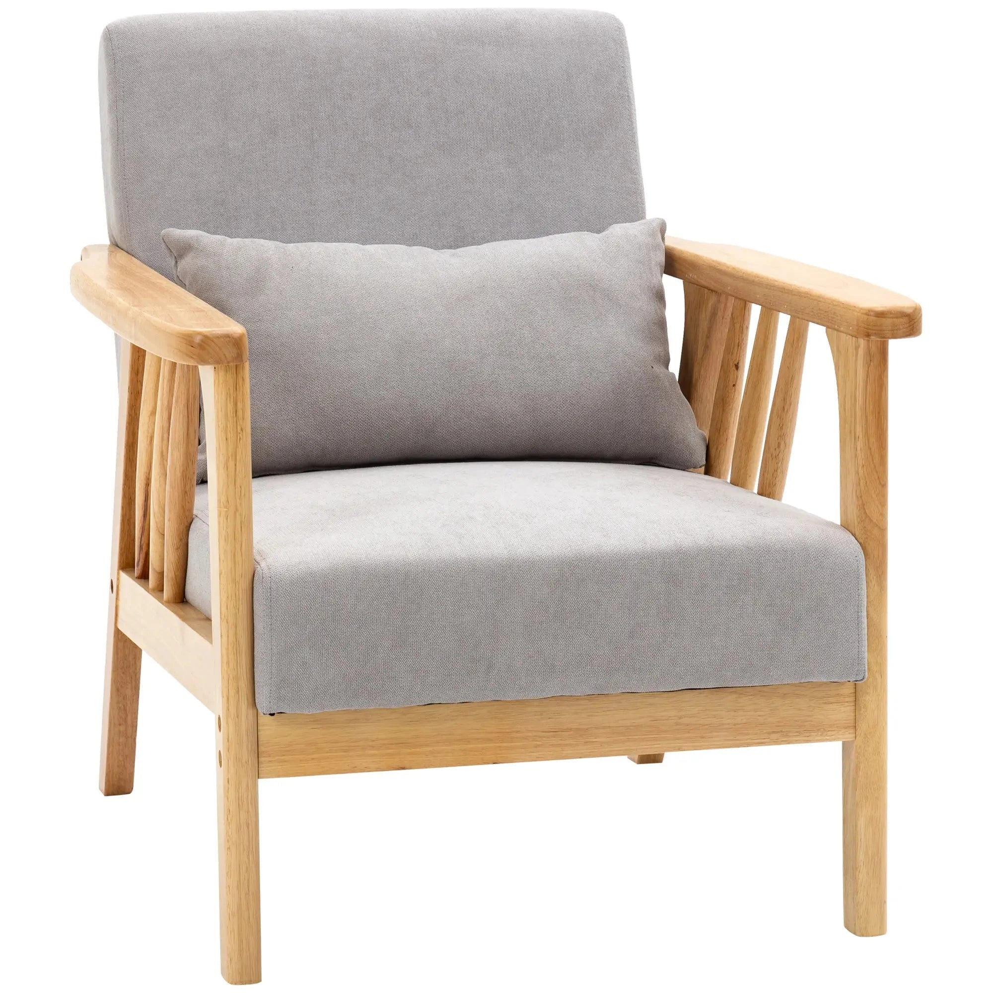 Premium Upholstered Lounge Chair with Sturdy Rubber Wood Frame - Includes Throw Pillows & Comfortable Cushion - 2 Color Options - Perfect for Living Room, Bedroom or Office Relaxation