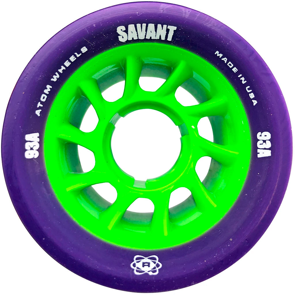 Atom Savant 62mm Quad Wheels 4-Pack - High-Performance Skateboard Wheels for Smooth Riding & Tricks | Perfect for Street Skating, Park Riding & Longboard Cruising