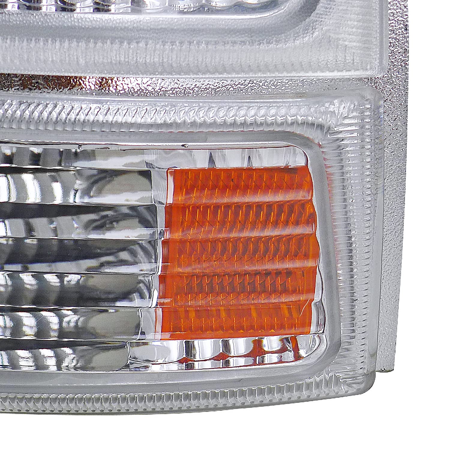 Spec-D Tuning Chrome Halo Ring LED Projector Headlights with Corner Lights - Compatible with 1998-2000 Ford Ranger - Left & Right Headlamp Assembly - Upgrade for Night Driving & Off-Road Adventures