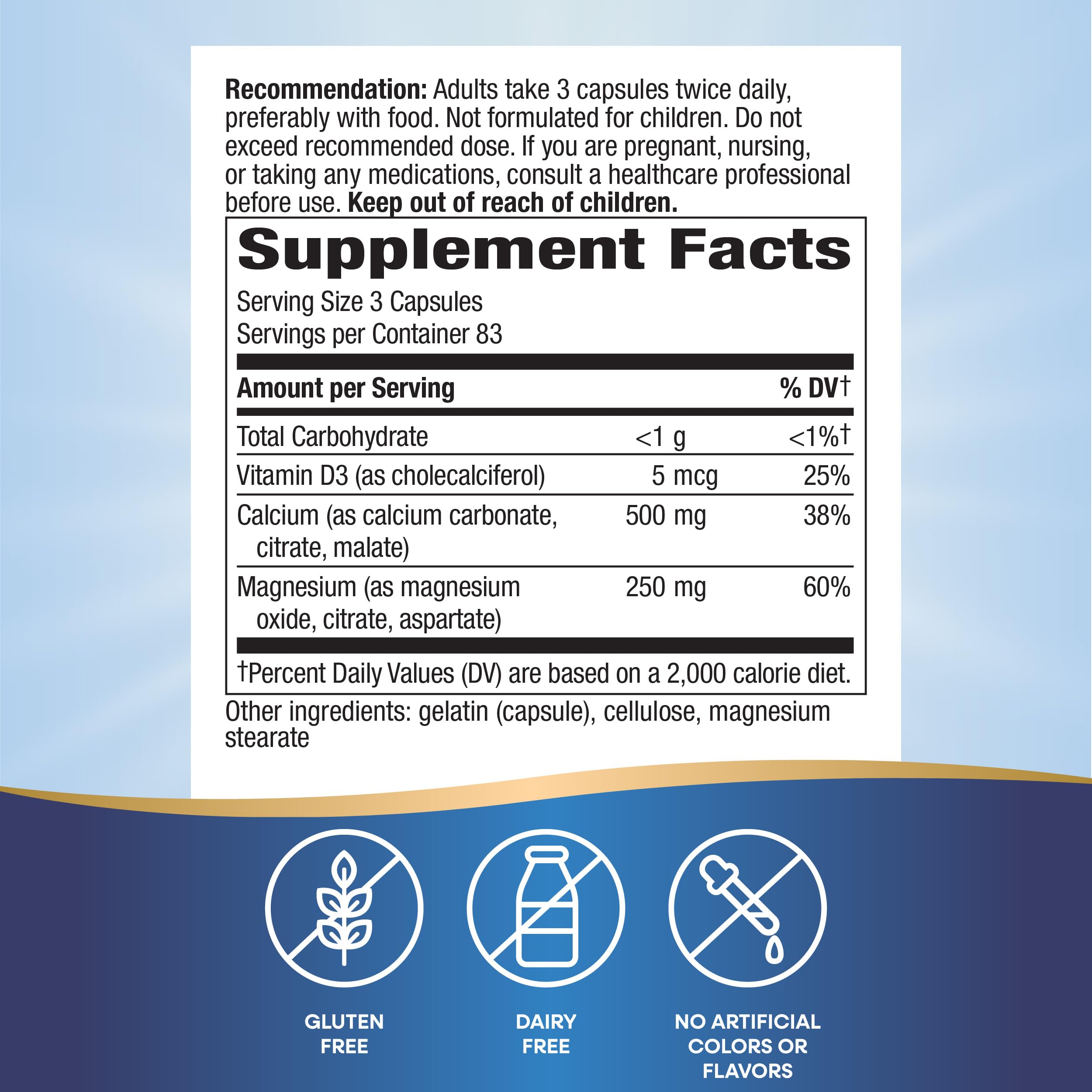 Nature's Way Calcium Magnesium & Vitamin D3 Complex - 250 Capsules for Strong Bones, Teeth & Muscle Support | Gluten Free Supplement | Ideal for Active Lifestyles & Bone Health Maintenance
