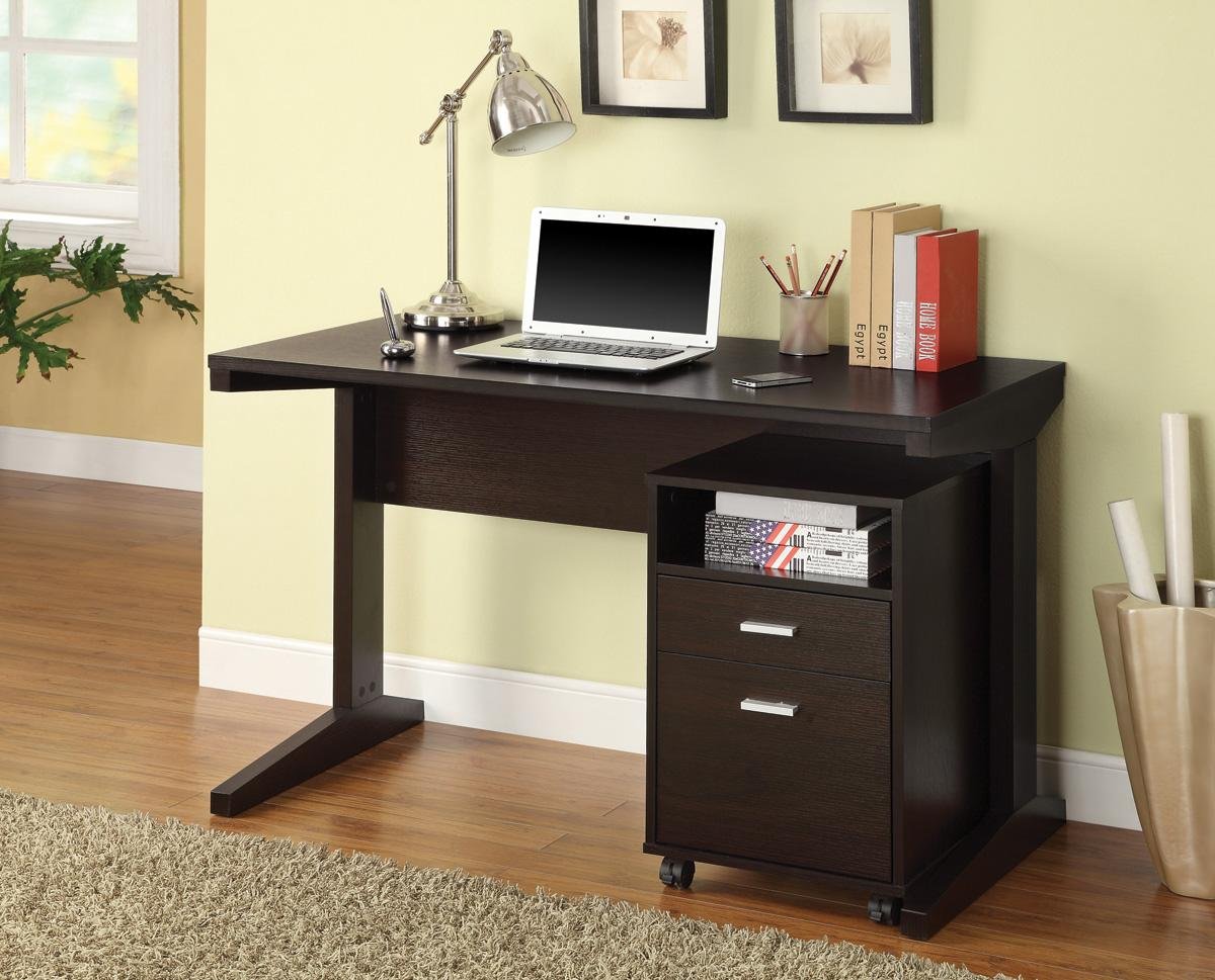 Coaster 800916 2-Piece Cappuccino Office Desk with File Cabinet Set - Perfect for Home Office, Study Room & Small Workspace Organization