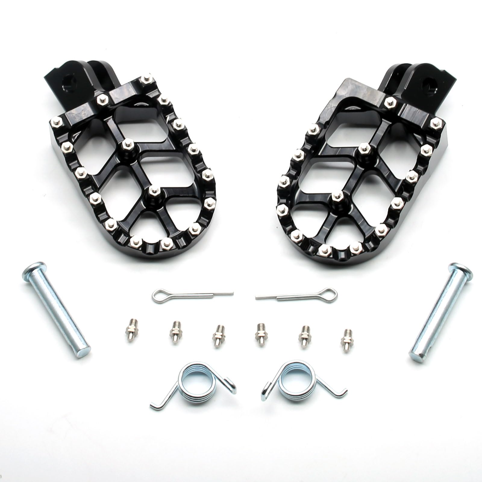 MZS CNC Black Motorcycle Foot Pegs - Front Motocross Footrest Pedal for Honda GROM (2014-2025), Monkey (2019-2025), Dax 125 (2025) | Durable MX Riding Accessories for Off-Road Adventures & Urban Commuting