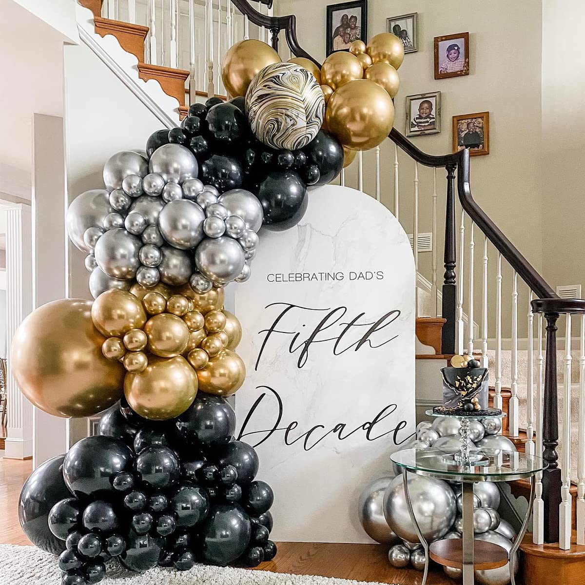 Black Gold Silver Balloon Garland Arch Kit - 169pcs Chrome Metallic Balloons in Various Sizes for Anniversary, New Year, Bachelorette & NYE Party Decorations | Perfect for Wedding Backdrops, Birthday Photo Booths & Holiday Celebrations
