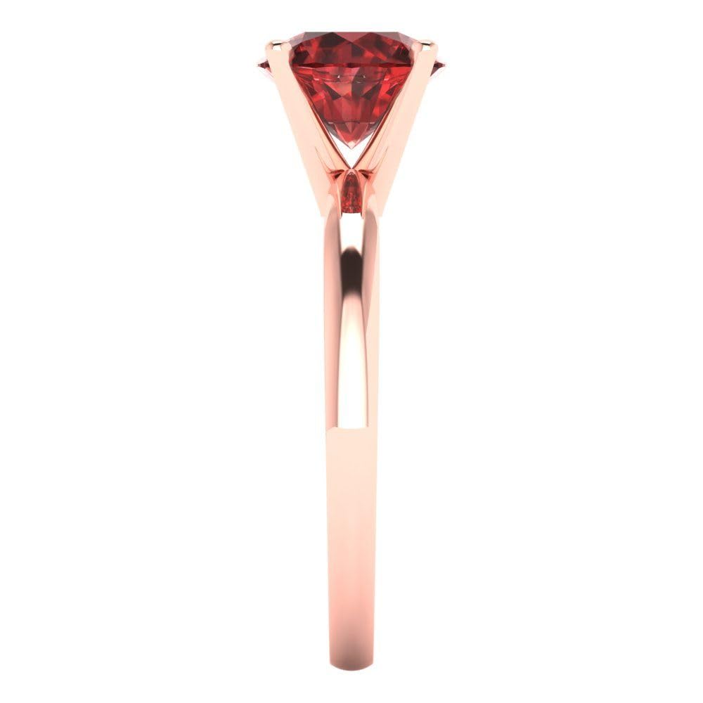 1.50ct Natural Garnet Solitaire Engagement Ring in 14k Rose Gold - Round Cut Gemstone Wedding Band for Bridal, Anniversary & Proposal - Perfect for Romantic Occasions & Special Celebrations