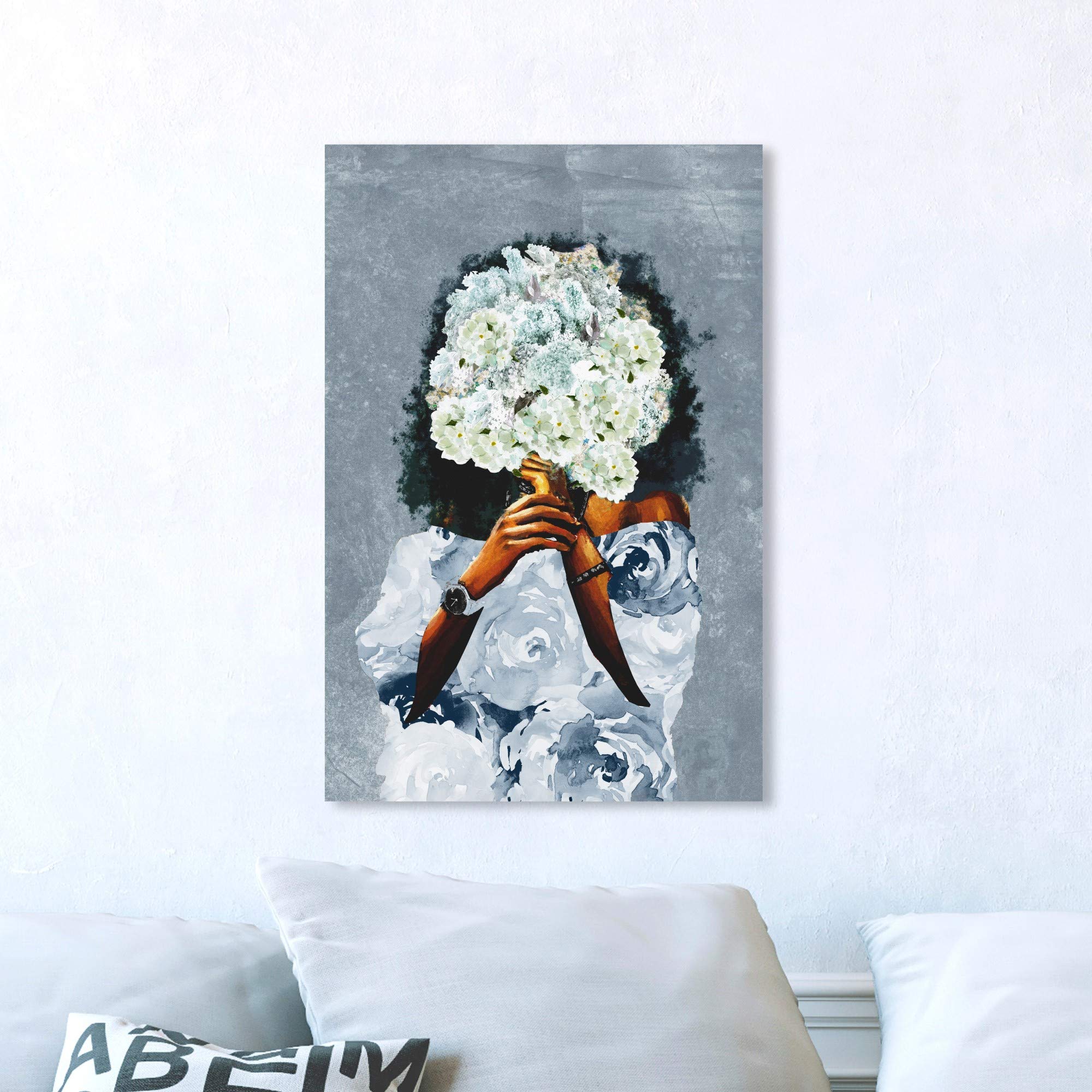 Wynwood Studio 'Garden in France Dusty' Fashion Wall Art Canvas Print - Blue & Brown Home Decor (16x24 Inches) - Perfect for Living Room, Bedroom or Office Decoration