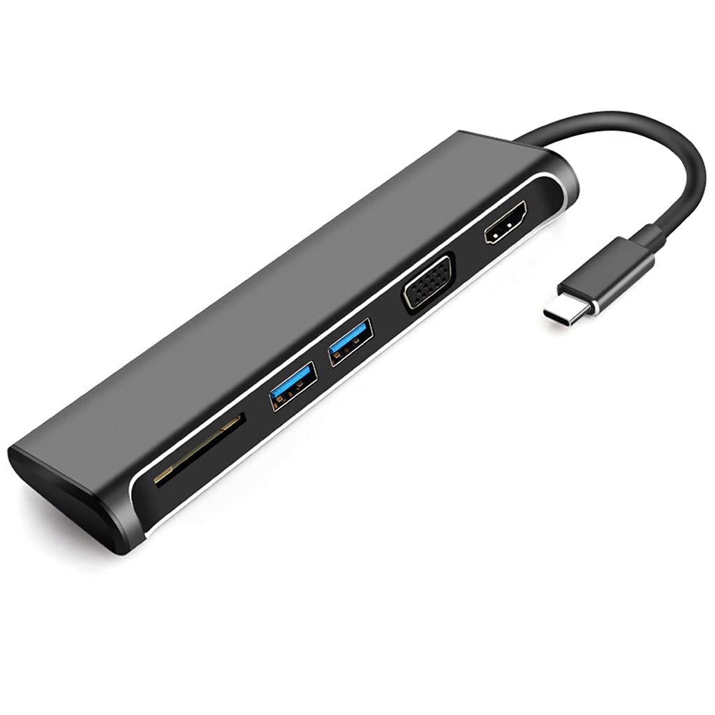 USB C Hub, 7-in-1 Type C Docking Station with HDMI, USB 3.0 Ports, SD/TF Card Reader - Compatible with MacBook Pro/Air, iPad Pro, Windows Laptops - Perfect for Home Office, Online Classes & Business Travel