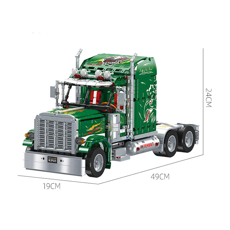 2105pcs JIESTAR JJ9069 Peterbilt 389 Truck Head Building Blocks Set - Compatible with Lego - Perfect for Truck Enthusiasts & Model Collectors - Great for DIY Projects, Gifts, and Home Decoration