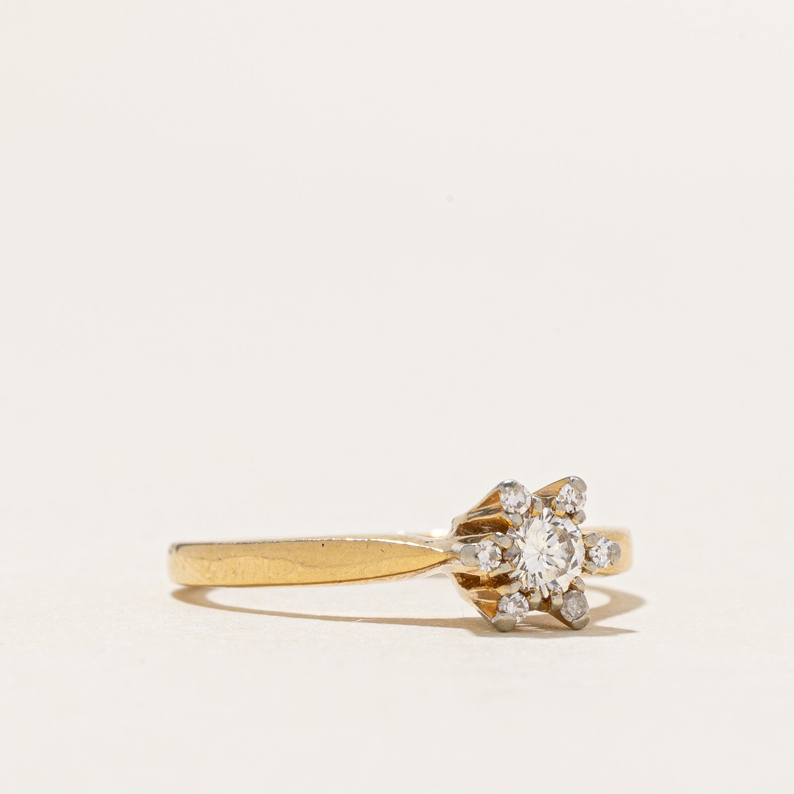 0.17ctw High Set Diamond Petal Ring - Size 4.25 | Elegant Floral Engagement Ring for Women | Perfect for Weddings, Anniversaries & Special Occasions