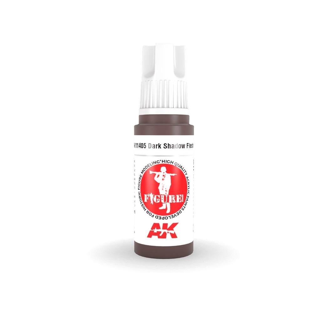 AK Interactive AK11405 Dark Shadow Flesh Acrylic Paint - 17ml Bottle for Miniature Figures & Model Painting - 3rd Generation Premium Formula for Wargaming, Dioramas & Scale Models