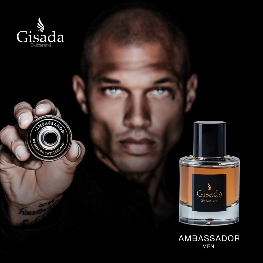 Gisada Ambassador Men's Cologne - Swiss-Made Luxury Perfume with Spicy, Floral & Citrus Notes - Fresh Citrus & Warm Woody Fragrance for Men - 1.7 fl.oz Eau de Toilette - Perfect for Daily Wear, Office & Evening Events