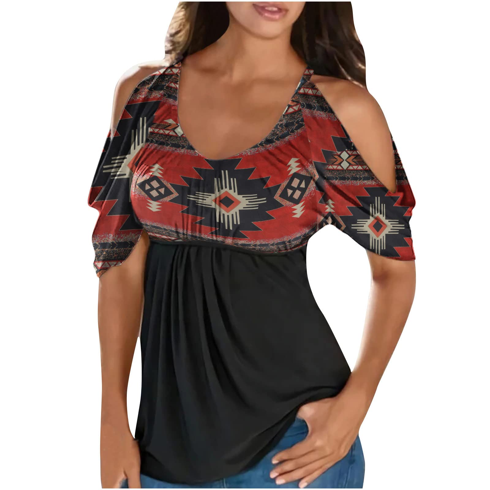 Women's Summer Casual Short Sleeve T-Shirt - Soft Lightweight Loose Fit Hollow Out Print Top for Women | Perfect for Beach, Vacation & Everyday Wear #564