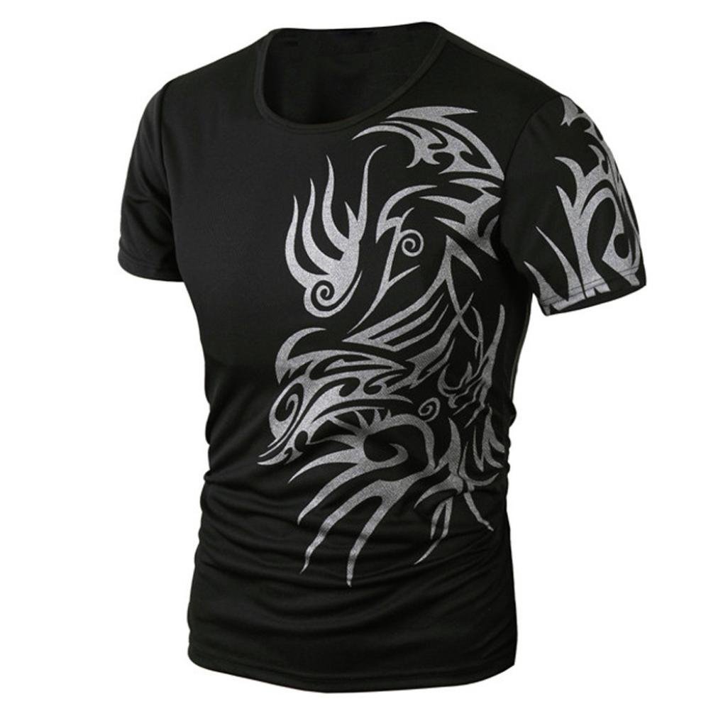 Men's Summer Graphic Print Short Sleeve T-Shirt - Casual Comfort Fit Cotton Tee for Outdoor Activities & Beach Wear