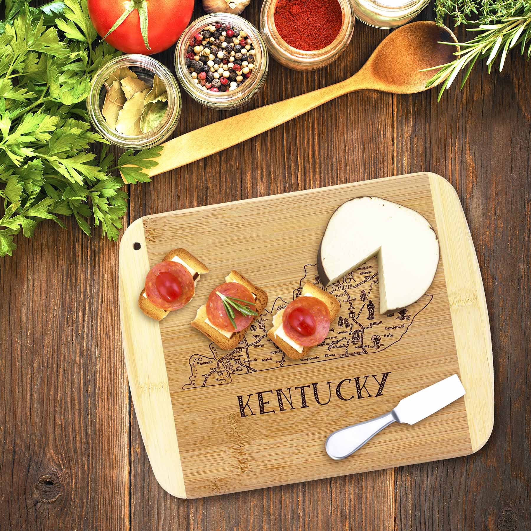 Premium Kentucky Wood Cutting Board 11x8.75 Inches - Durable Bamboo Chopping Block for Kitchen, Butcher, Cheese & Charcuterie - Perfect for Home Cooking, BBQ & Entertaining