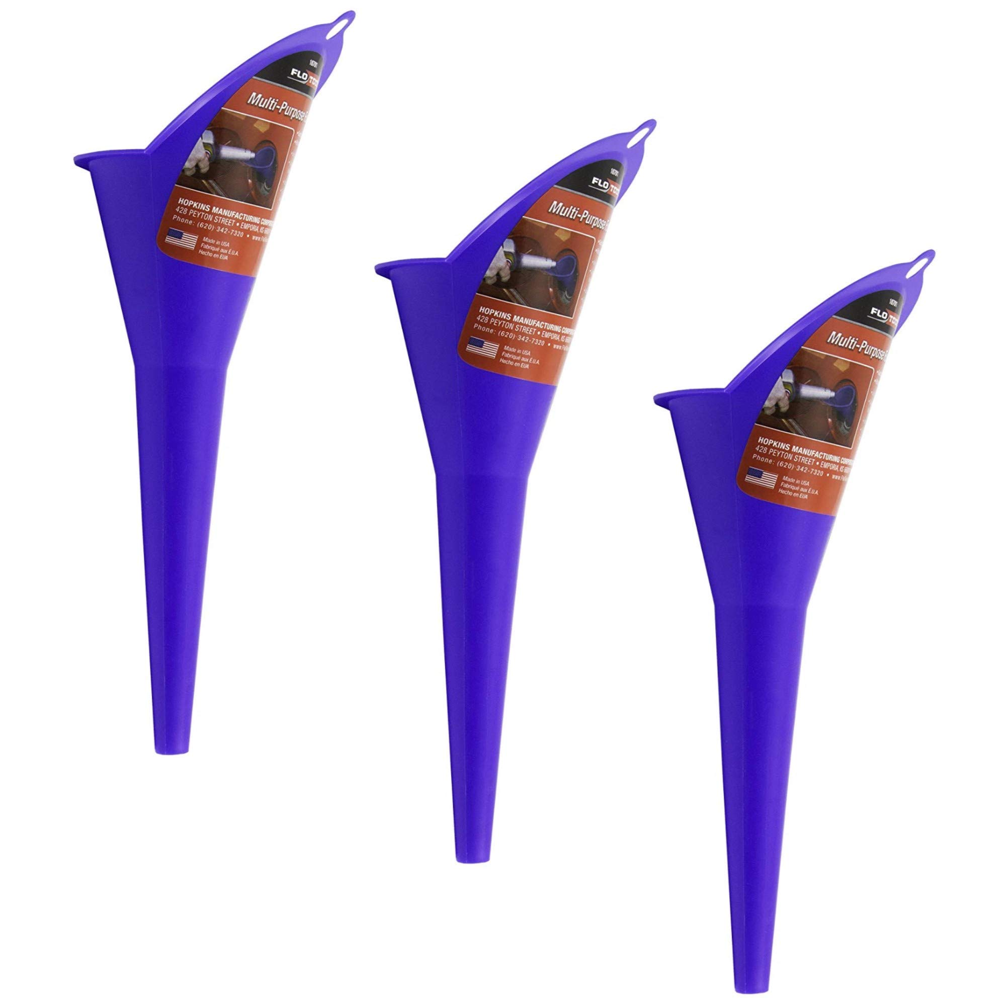 Sherman FloTool 10701 Spill Saver Multi-Purpose Funnel - 3 Pack for Automotive, Home & DIY Projects - Oil, Fuel & Liquid Transfer Funnel Set
