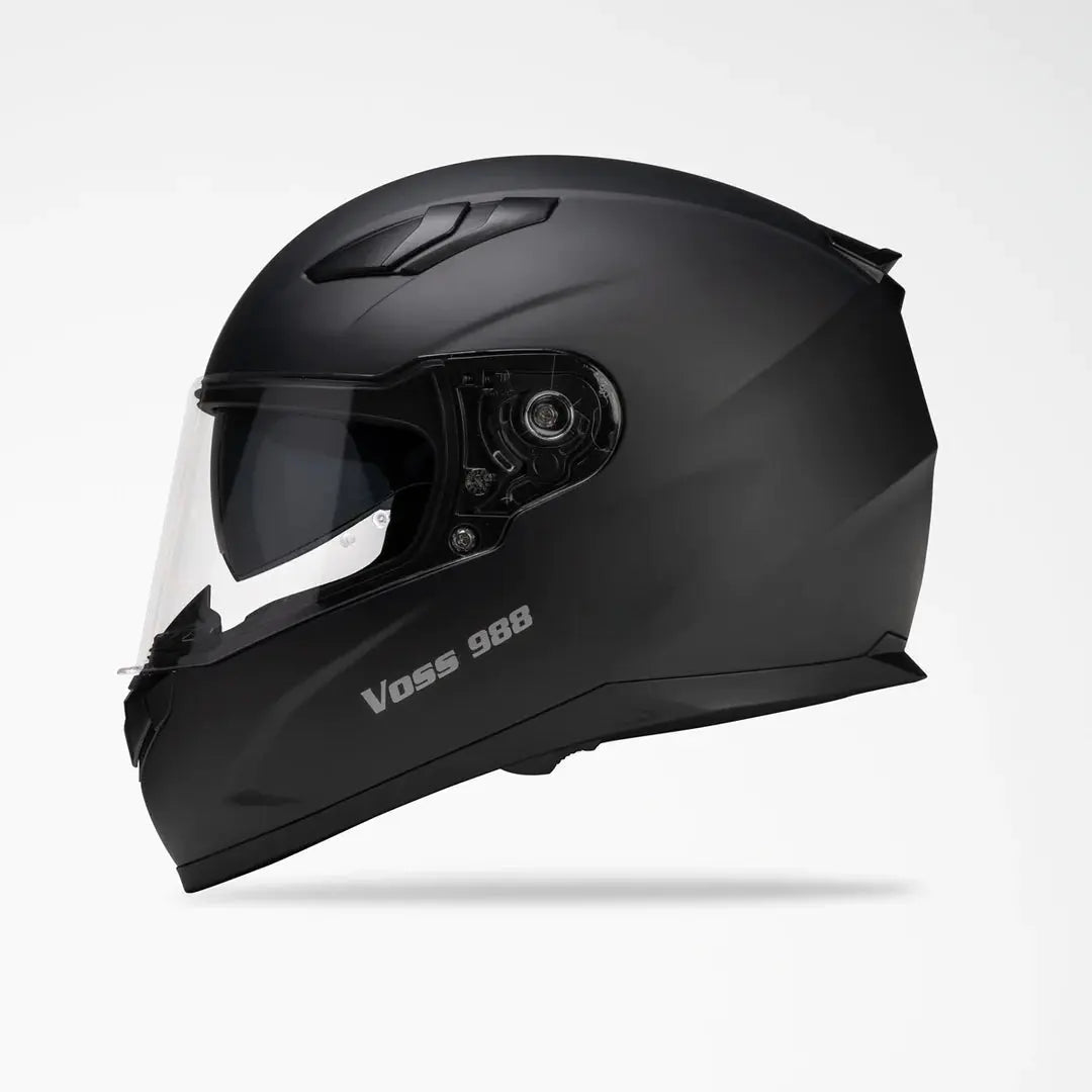 VOSS 988 MOTO 1 Matte Black Motorcycle Helmet - Full Face DOT Approved for Men & Women - Perfect for Street Biking, Racing, and Commuting