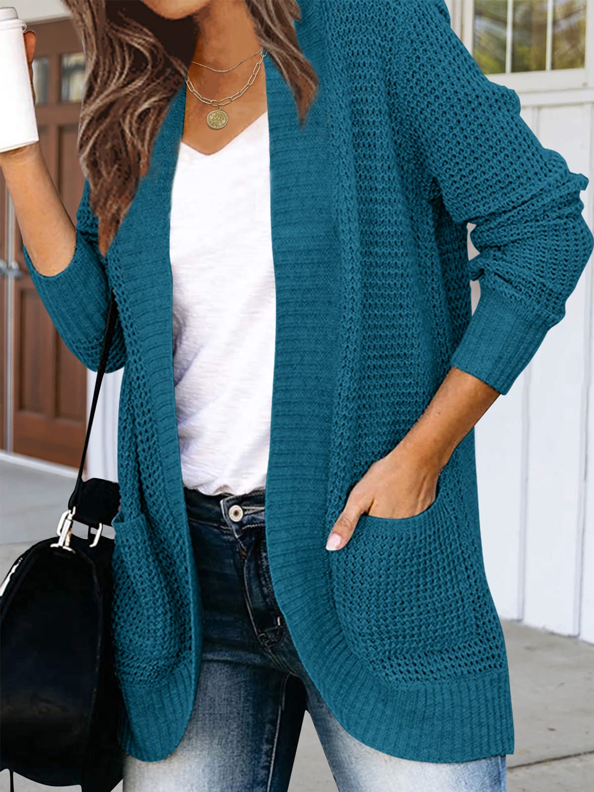MEROKEETY Women's Long Sleeve Open Front Cardigan - Chunky Knit Draped Sweater Coat for Fall & Winter | Cozy Loungewear, Office Wear & Casual Outfit Essential