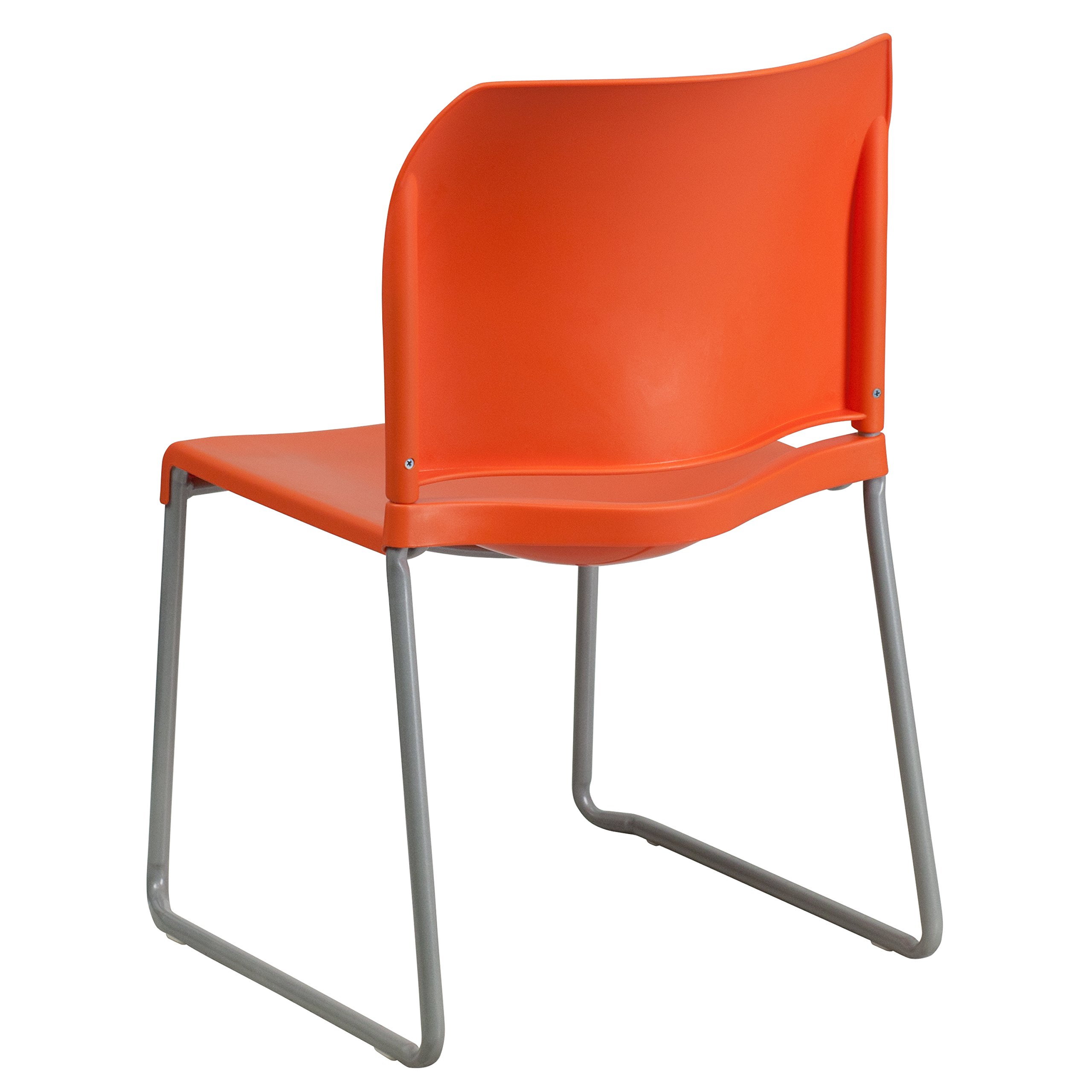Orange Stackable Guest Chair with Full Back & Contoured Sled Base - Comfortable Seating for Home, Office, Conference Rooms & Waiting Areas