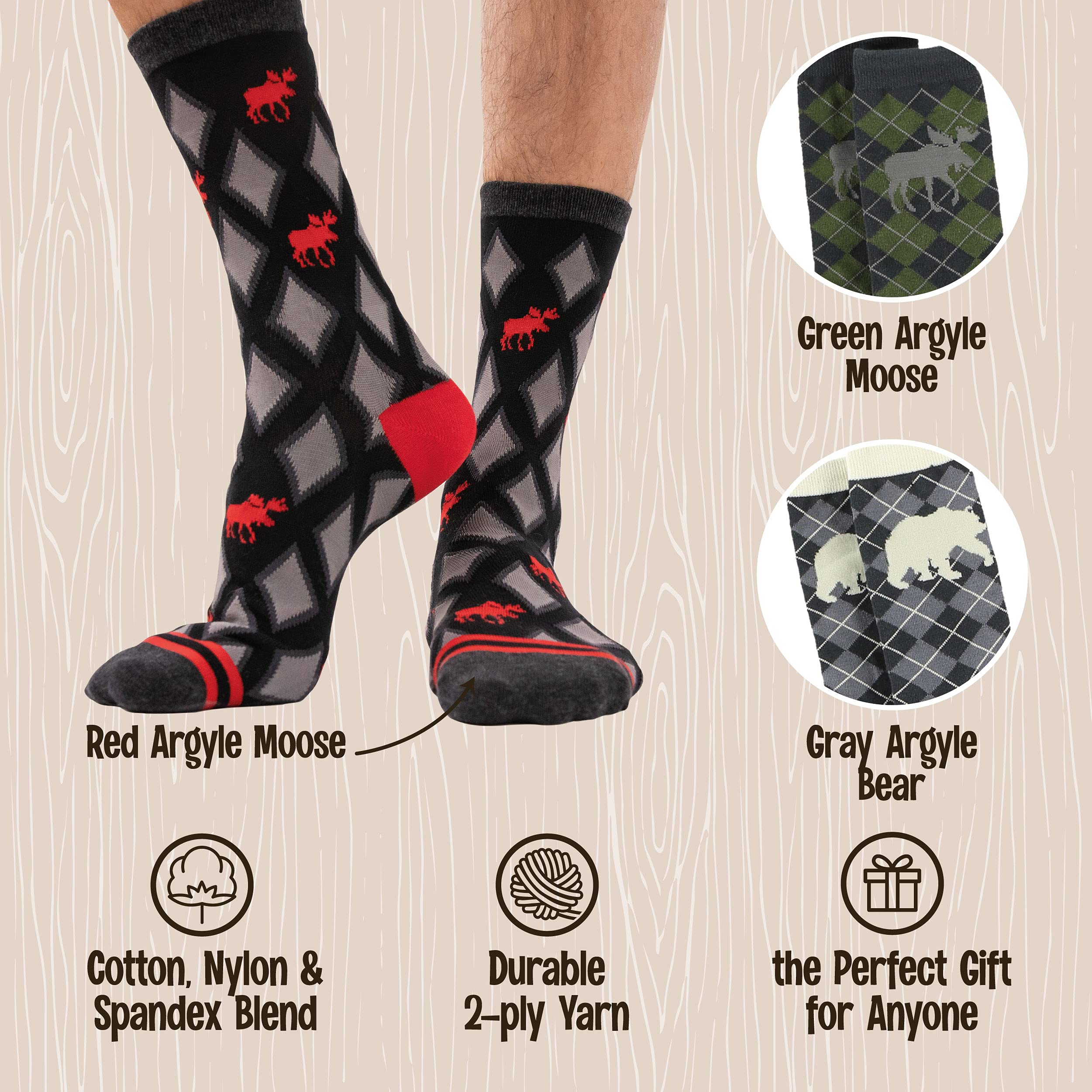 Funny Novelty Crew Socks Bundle for Men & Women - Lazy One Comfortable Cotton Socks - Perfect for Gifts, Holidays & Everyday Wear