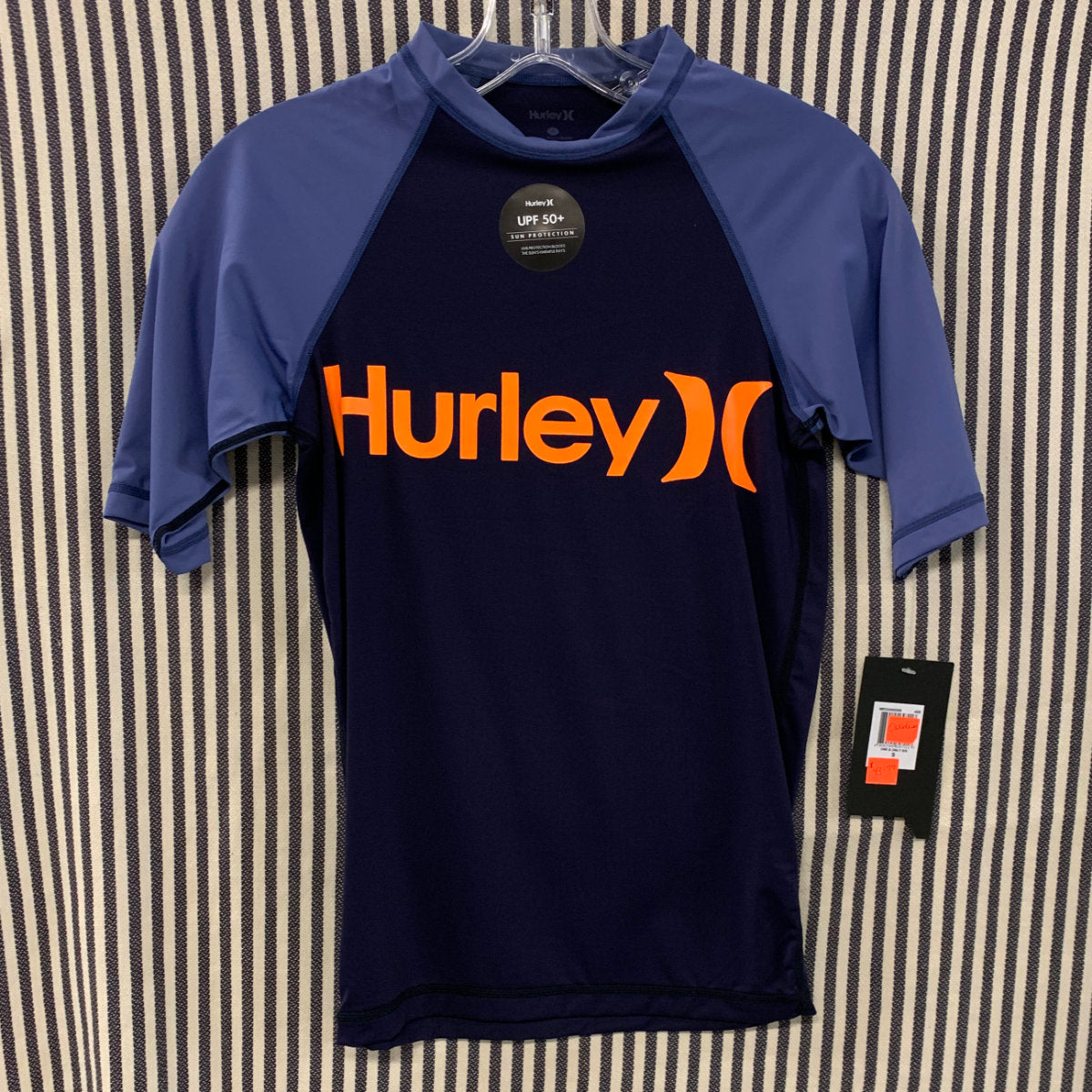Men's Hurley One & Only Short Sleeve Rash Guard Shirt - UPF 50+ Sun Protection for Surfing, Swimming & Outdoor Activities | Obsidian Color