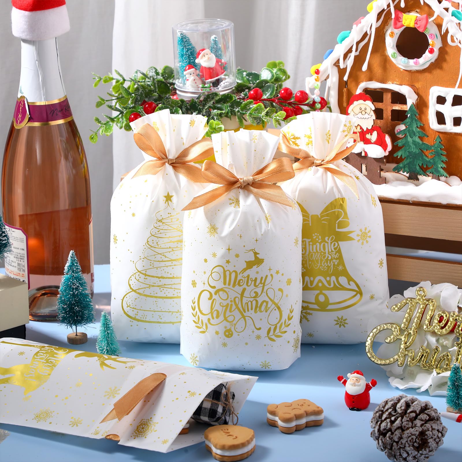 50 Pcs Christmas Drawstring Favor Bags - 9