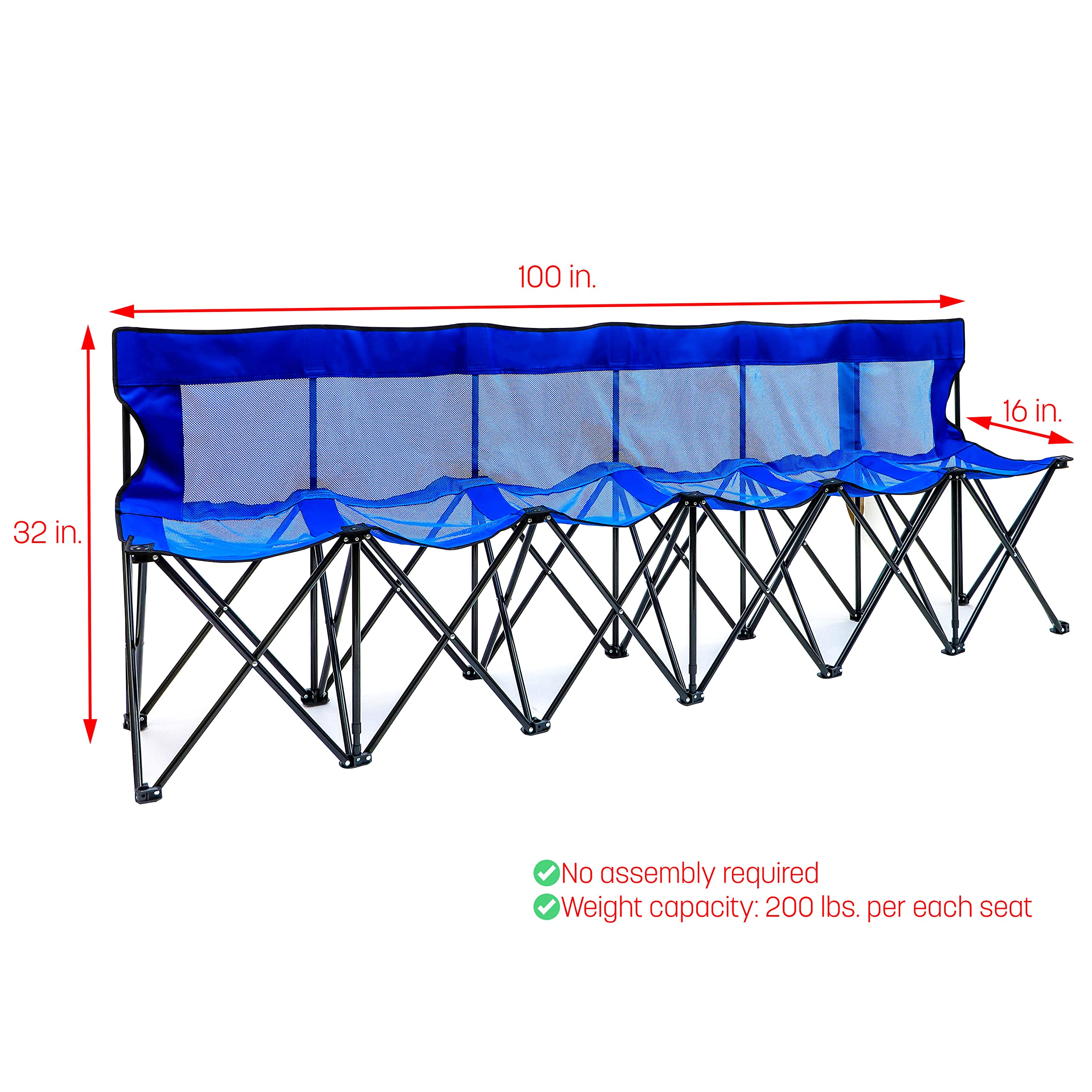 Trademark Innovations Portable Sports Bench with Mesh Seat & Back - Lightweight Folding Bench for Outdoor Games, Gym, Camping & Picnics