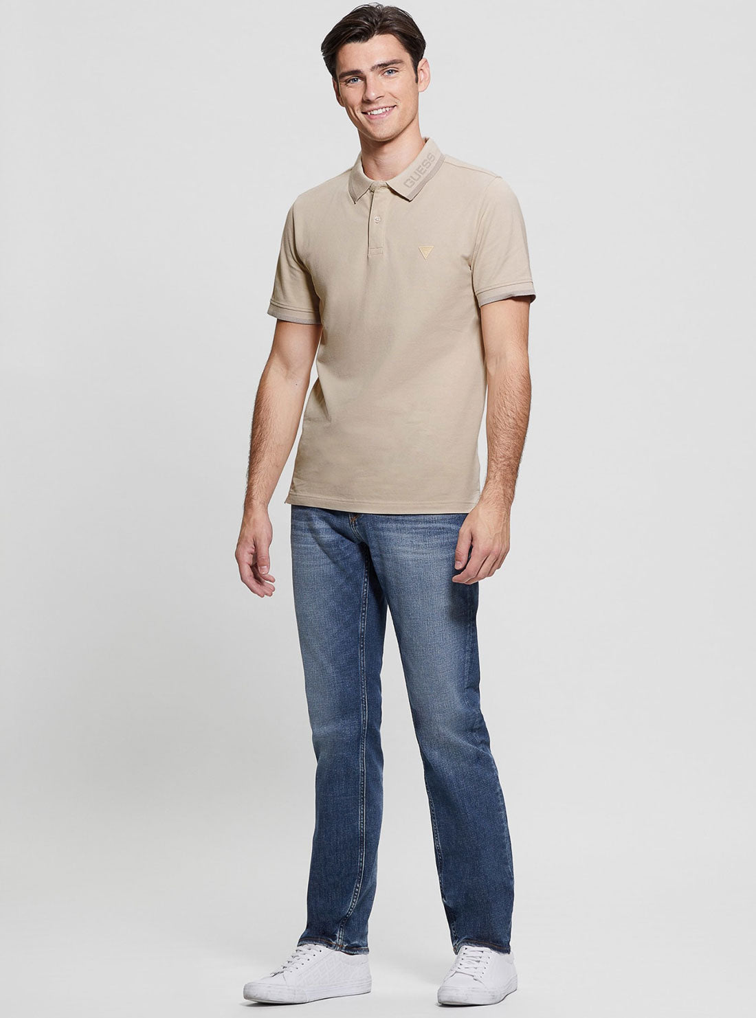 Eco-Friendly Beige Lyle Short Sleeve Polo Shirt for Men - Casual Comfort Wear for Office, Golf & Summer Outings