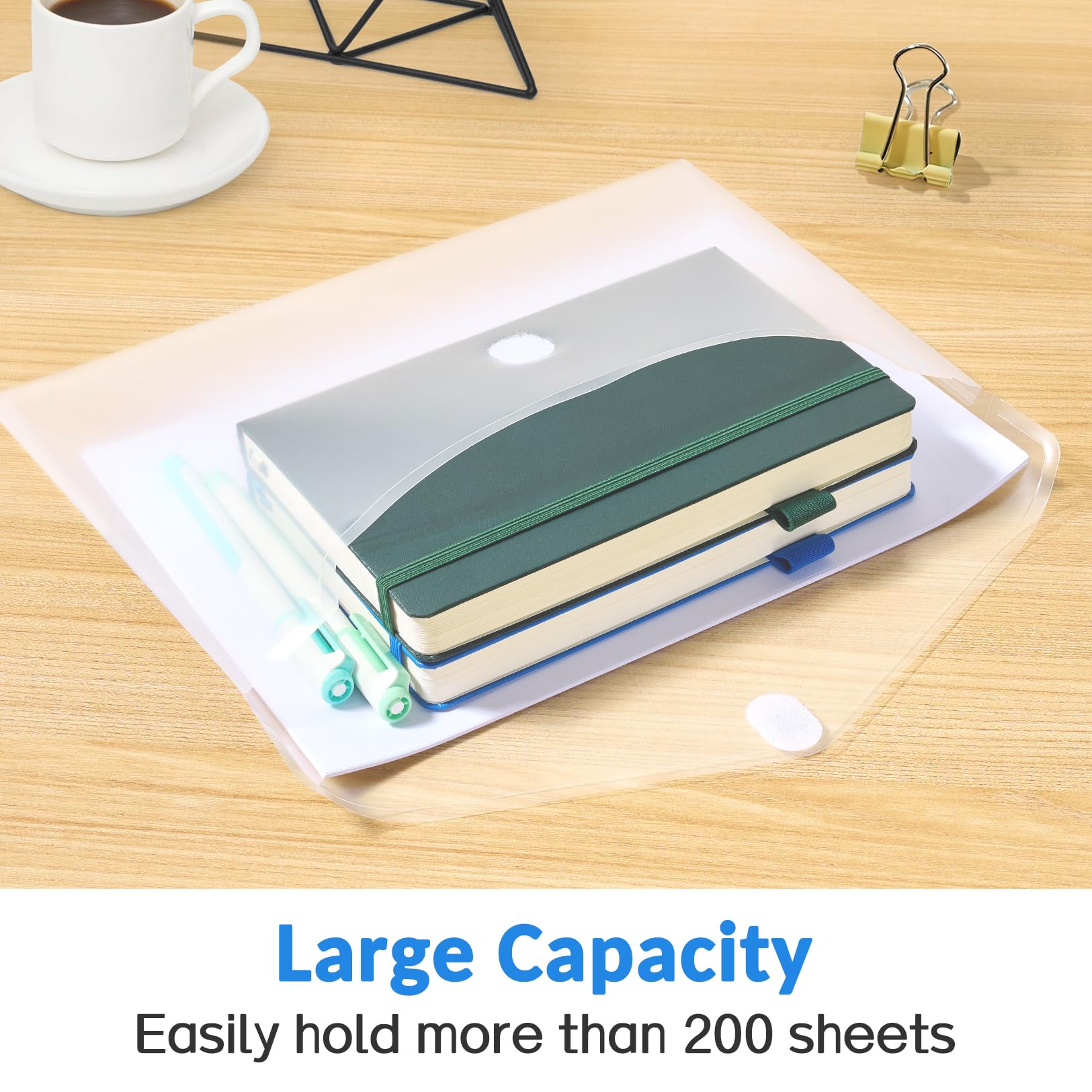 Sooez 10 Pack Heavy Duty Plastic Document Envelopes - Reinforced Clear File Folders for A4 Letter Size Papers | Waterproof Office School Organizer for Bills, Receipts & Important Documents | Perfect for Filing, Storage & Document Protection