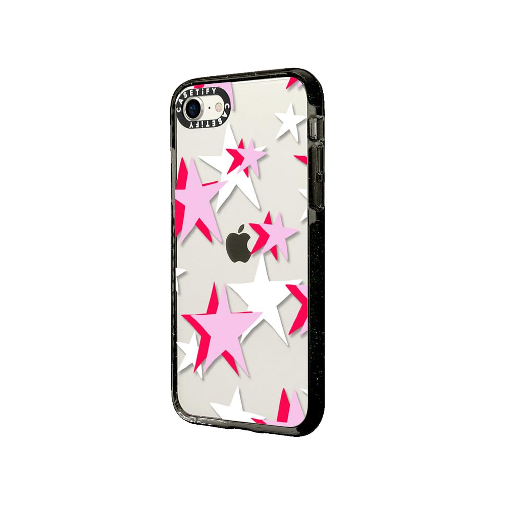 CASETiFY Impact Case for iPhone SE (2020/2022) & iPhone 7/8 - Shockproof Clear Black Phone Cover with Triple Star Design - Perfect for Everyday Protection & Style
