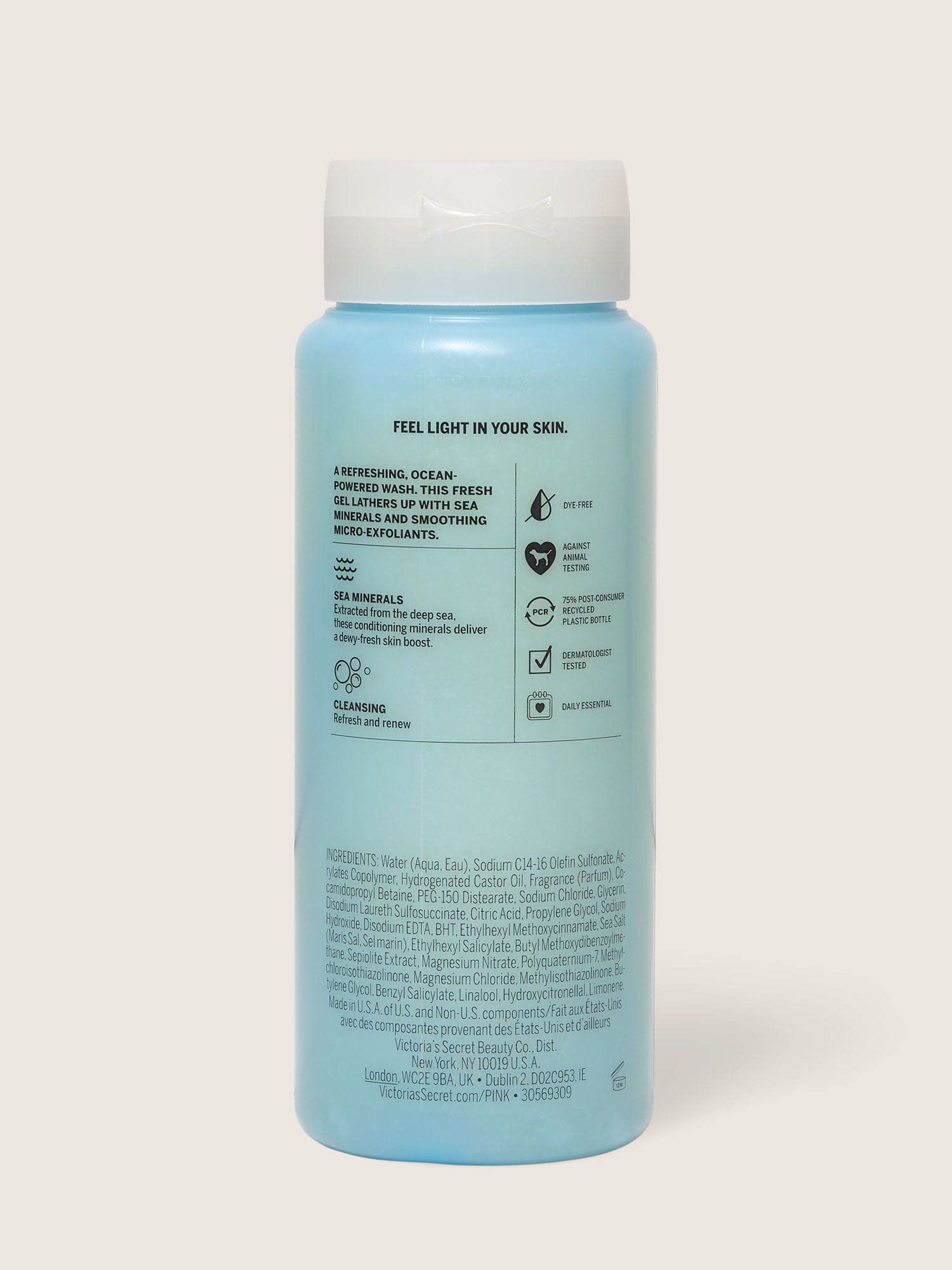 Victoria's Secret Pink Water Refreshing Body Wash with Sea Salt - Hydrating & Exfoliating Shower Gel for Soft Skin | Perfect for Daily Use & Spa Days