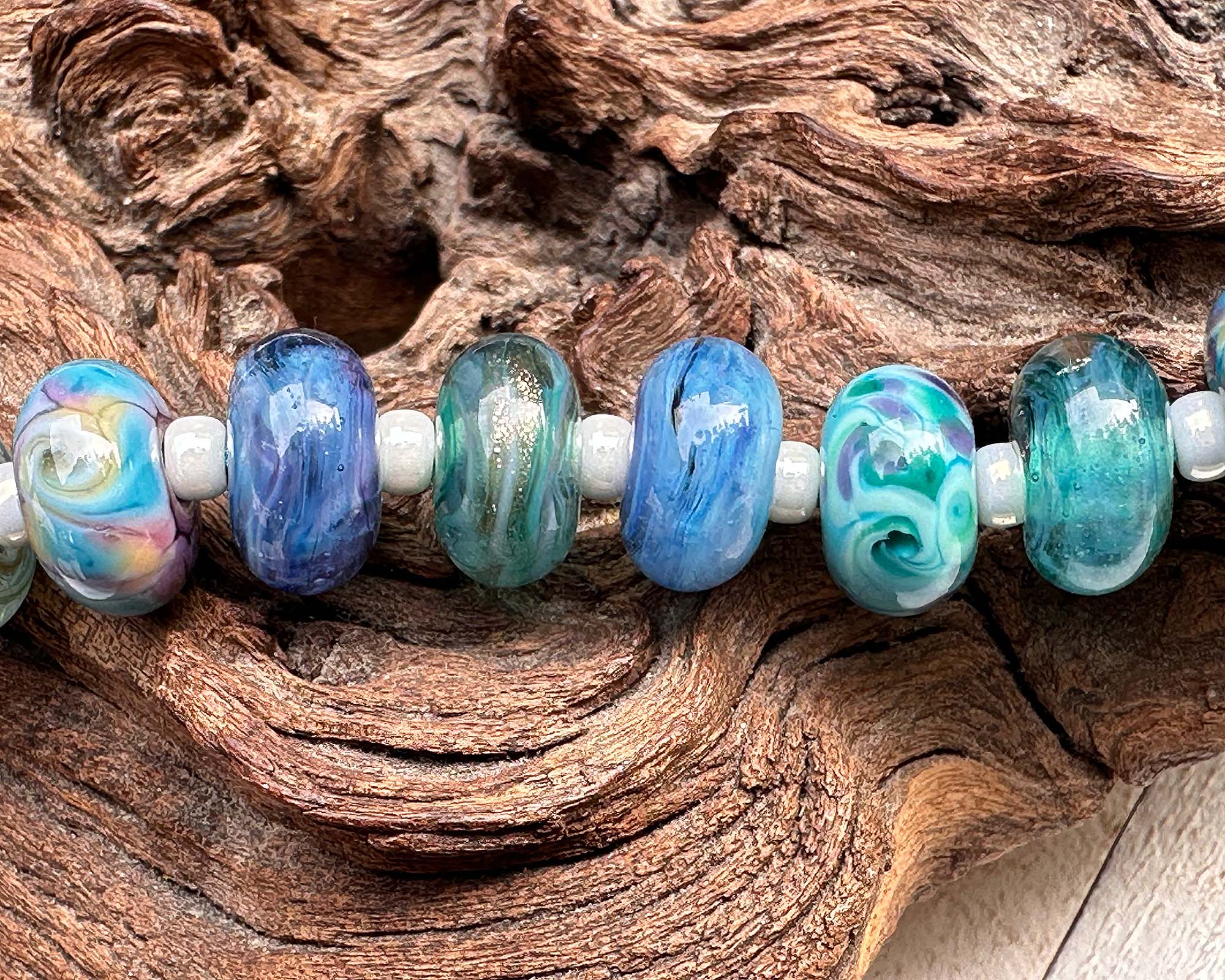 21pcs Blue Orphan Mix Lampwork Glass Beads Set for Jewelry Making - DIY Bracelets, Necklaces & Craft Projects (SRA)