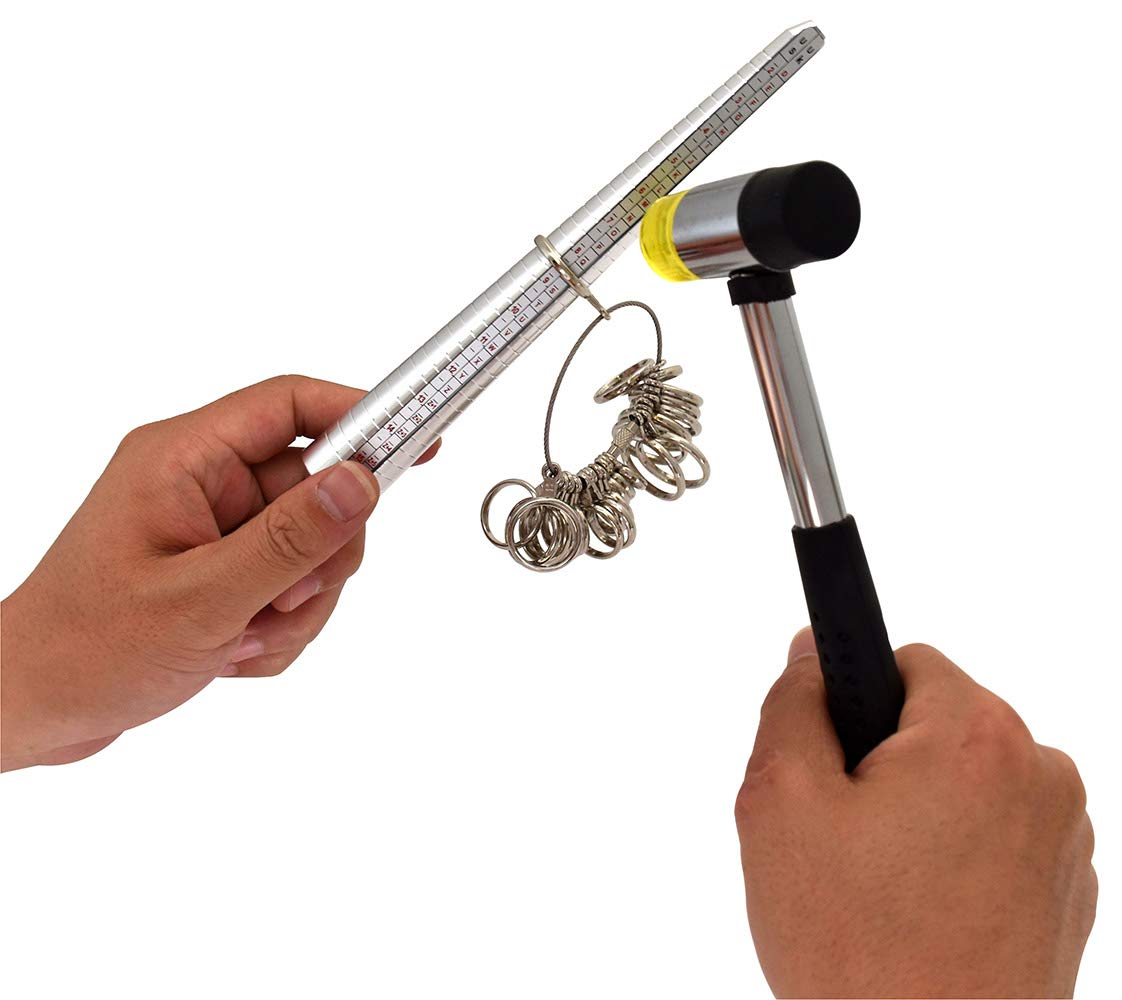Professional Ring Sizer & Mandrel Set - Jewelry Making & Ring Measuring Tool with Ring Gauge, Rubber Hammer for Accurate Sizing - Perfect for Jewelers, DIY Crafts & Ring Resizing at Home or Workshop