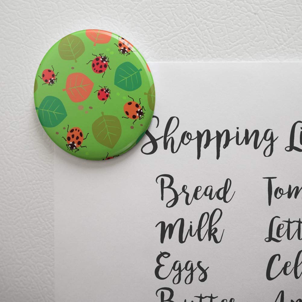 Ladybugs and Leaves Pattern Kitchen Fridge Magnets - Cute Decorative Refrigerator Magnets for Home, Office & Dorm - Perfect for Holding Notes, Photos & Reminders