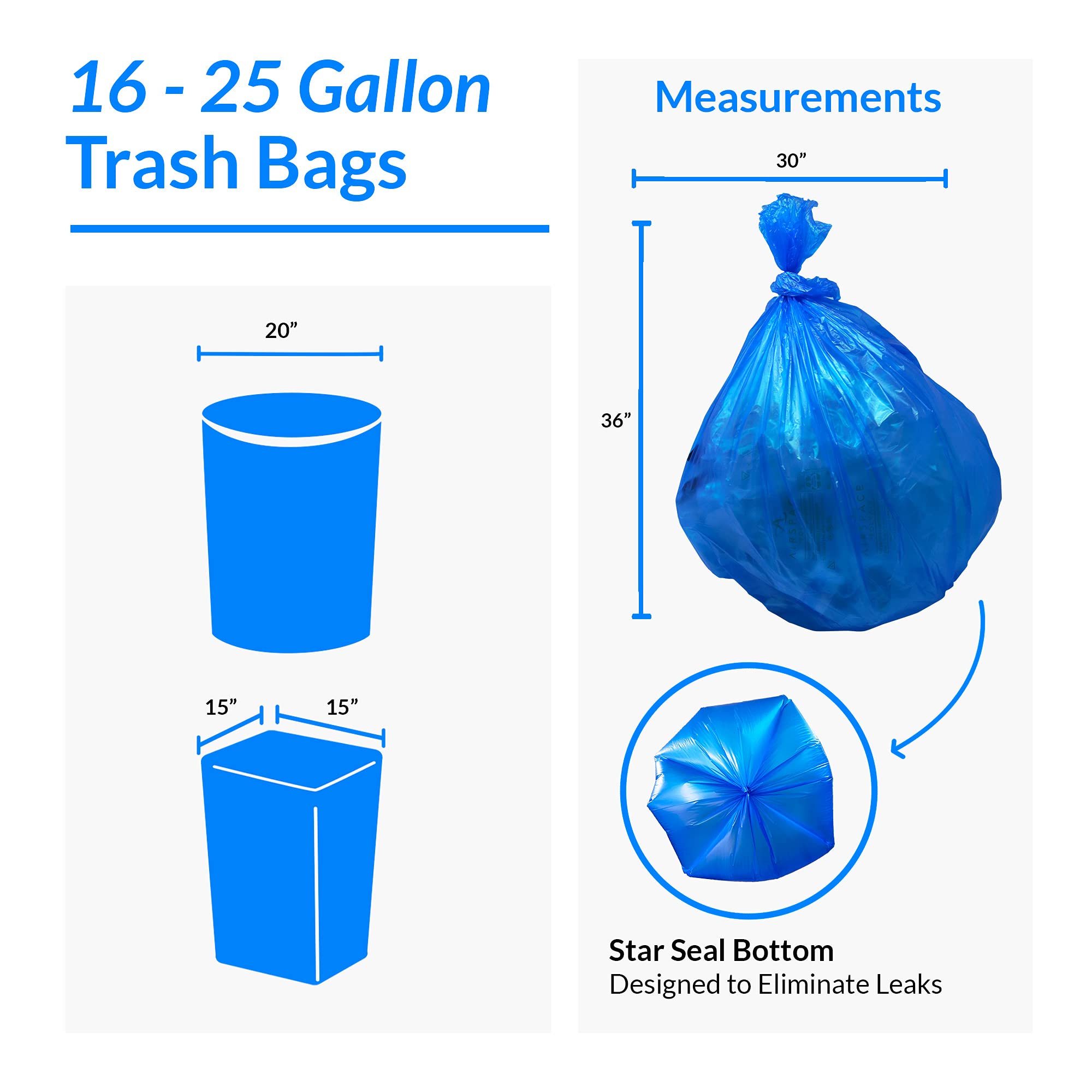 Reli. SuperValue 16-25 Gallon Heavy Duty Recycling Bags | 240 Count Bulk Pack | Blue Trash Bags for Home, Office & Outdoor Use | Eco-Friendly Waste Disposal Solution