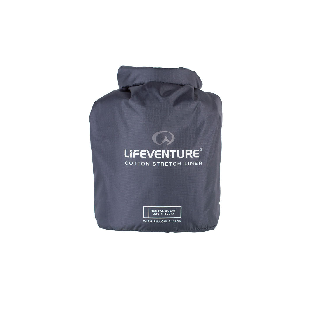 Lifeventure Cotton Stretch Sleeping Bag Liner - Breathable Rectangular Travel Sleeping Bag for Camping, Hiking & Backpacking - Lightweight & Compact for Outdoor Adventures