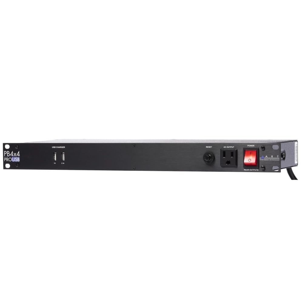 ART PB 4x4 PRO USB Rackmount 9-Outlet Power Conditioner & Surge Protector for Studio Equipment, DJ Gear, and Server Racks