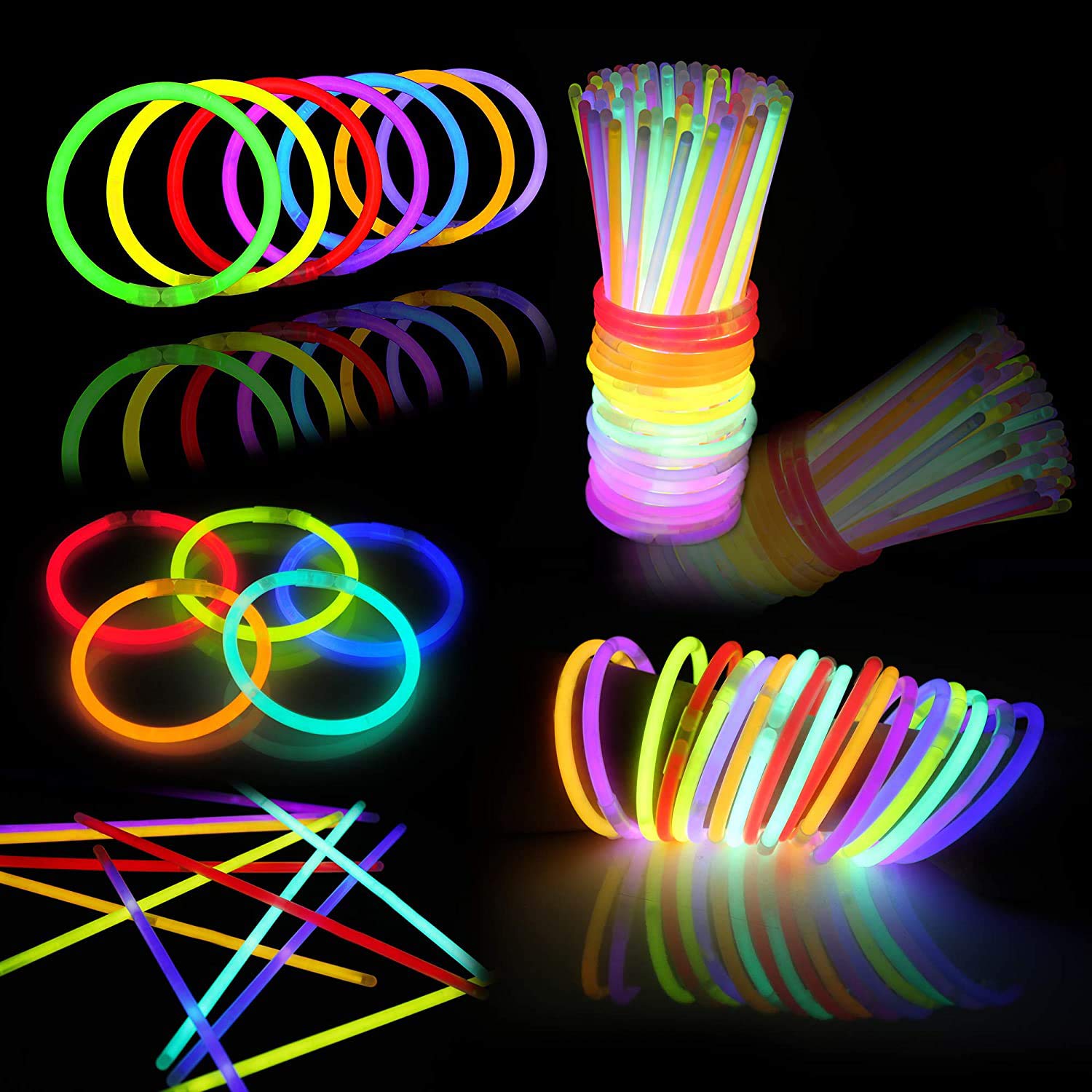 JOYIN 800 Pcs 8 Inch Glow Sticks Bulk Pack - Glow Bracelets & Necklaces for Parties, Halloween, Christmas, Easter, Football Games - Glow in the Dark Party Favors & Event Supplies for Nighttime Celebrations, Raves, Concerts, and Outdoor Adventures