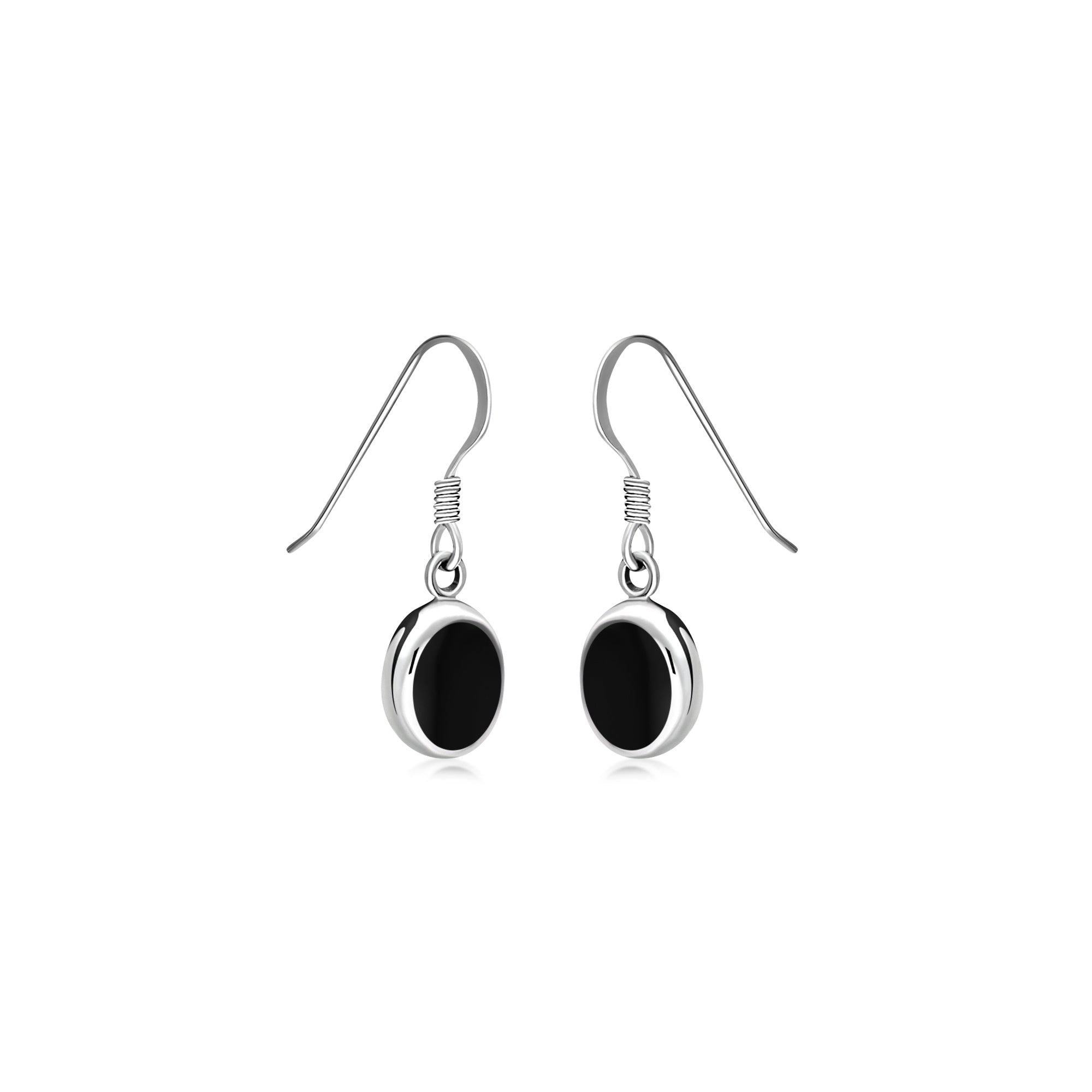 Sterling Silver Whitby Jet Oval Drop Earrings for Women – Elegant Gothic Jewelry for Parties, Weddings & Evening Events