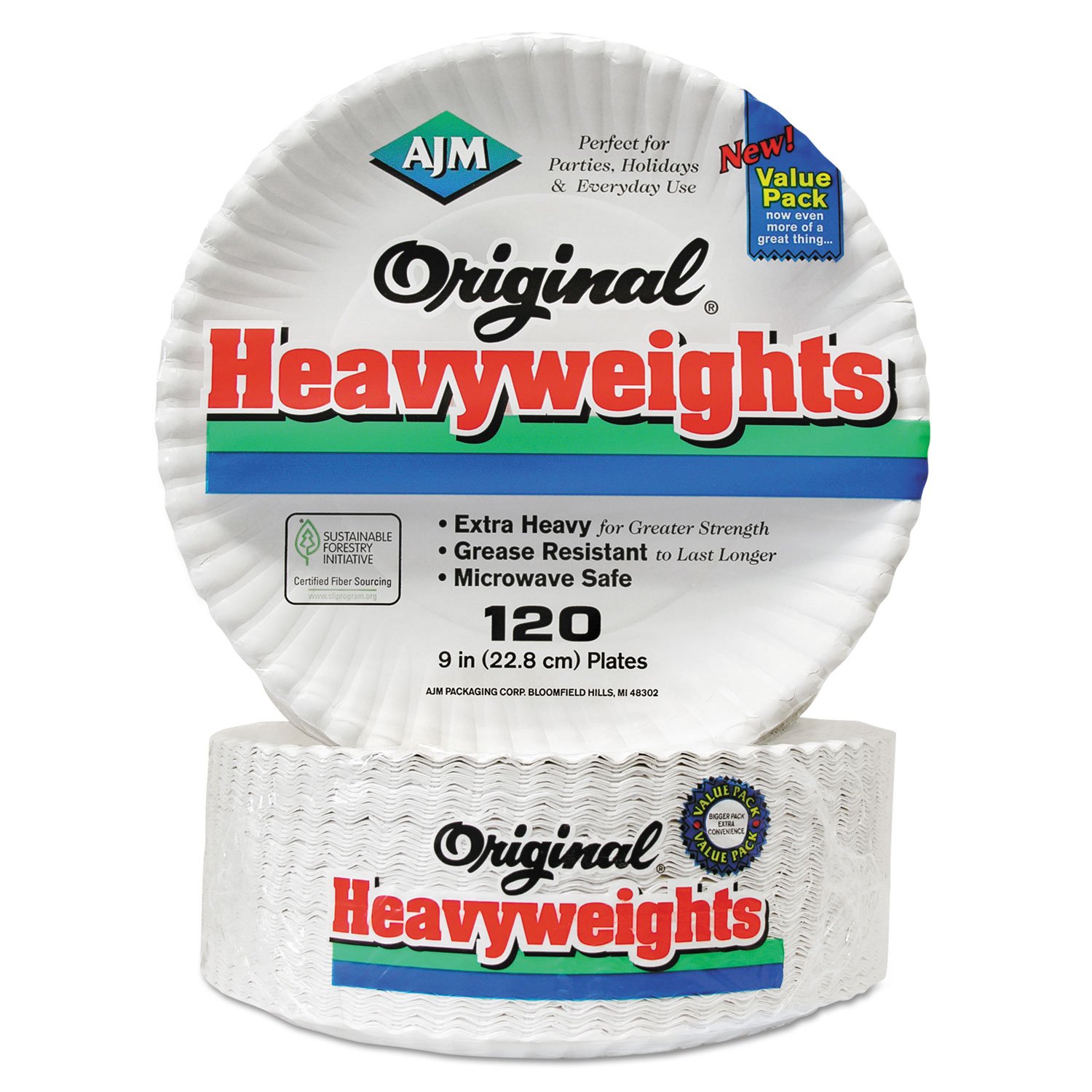 Premium Gold Label Coated Paper Plates - 9 Inch White Disposable Plates (120 Count per Pack, 8 Packs per Case) - Ideal for Parties, BBQs, Picnics & Catering Events