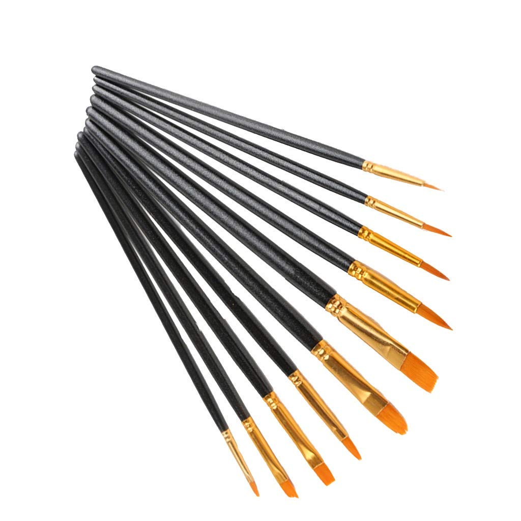 Wood Carving Tools Set - 10Pcs Hair Pointed Brushes for Acrylic Painting & Home DIY (Black)