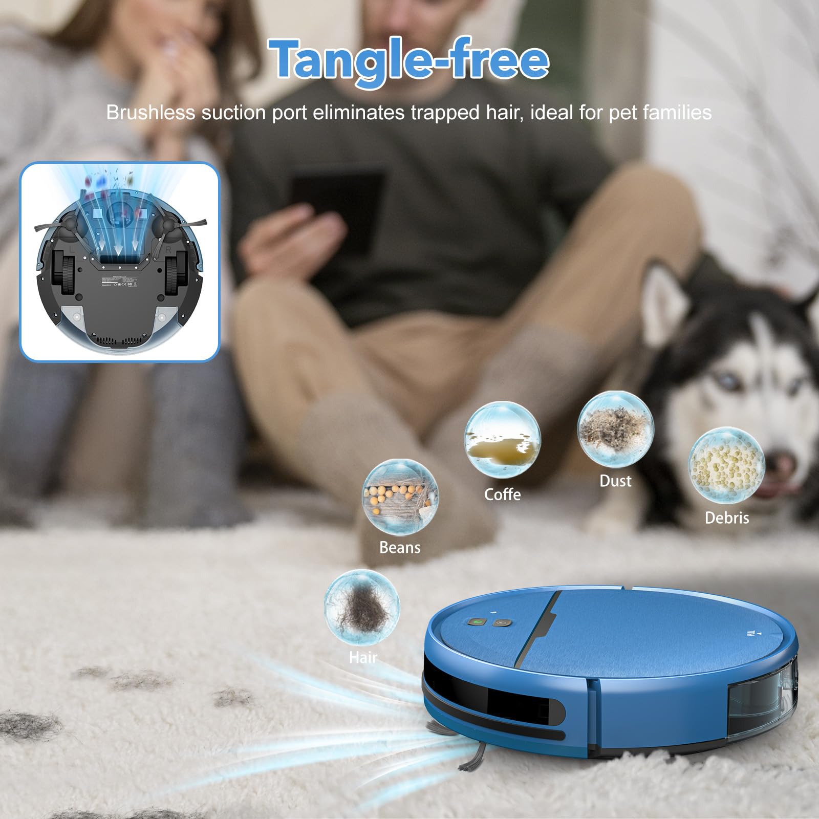 2-in-1 Robot Vacuum & Mop - 2300Pa WiFi for Hard Floors & Pet Hair