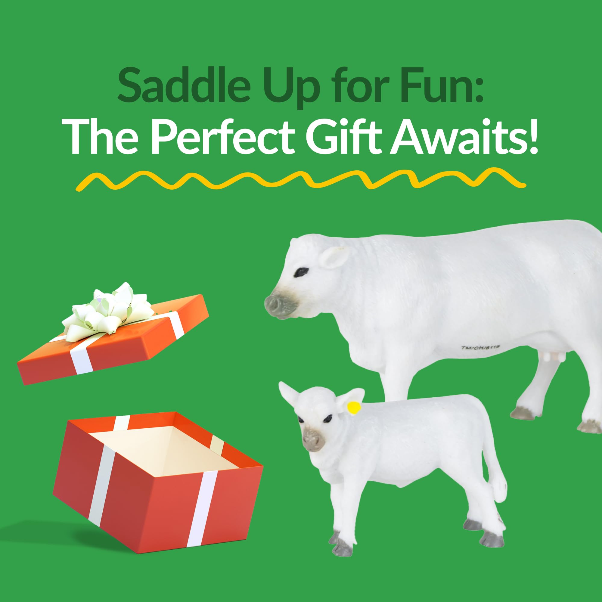 Big Country Toys Charolais Cow & Calf - 1:20 Scale Farm Animal Figures - Hand-Painted Collectible Farm Toys for Kids & Adults - Perfect for Farm Dioramas, Educational Play & Toy Collections