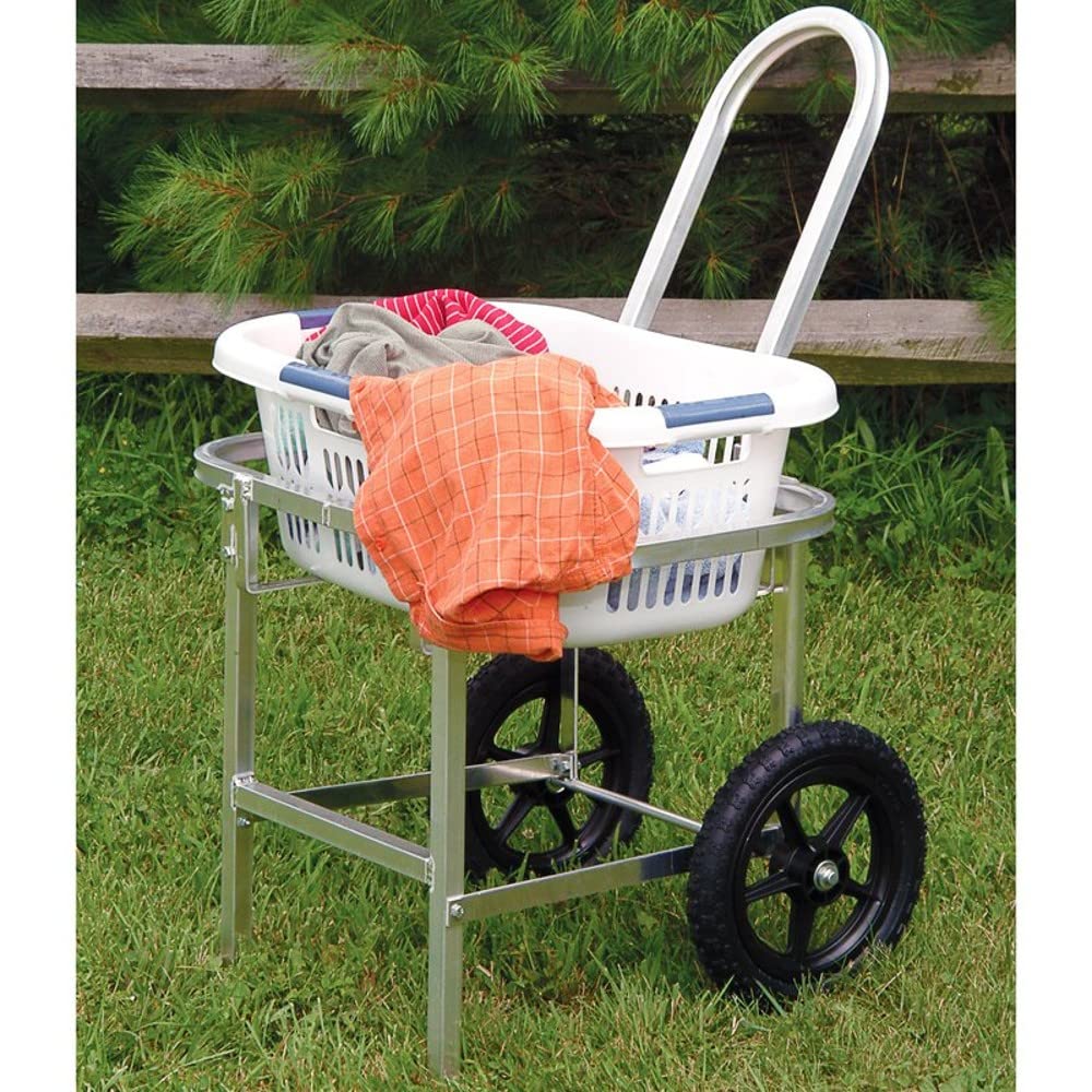 Amish-Made Rolling Laundry Cart with 1 Bushel Basket - Heavy Duty Mobile Laundry Hamper for Bedroom, Closet & Laundry Room Organization