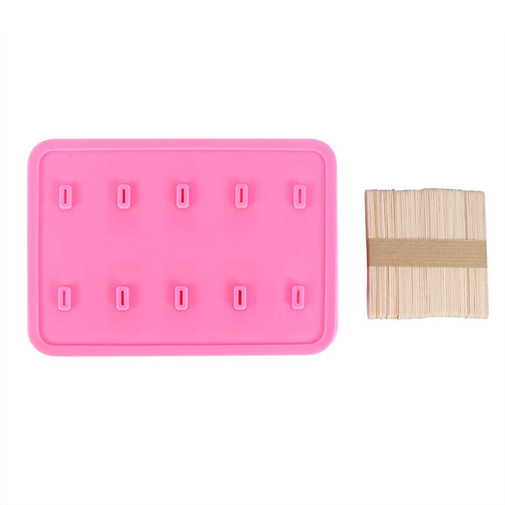 10-Cell Silicone Ice Cream Mold Set with 50 Sticks - DIY Popsicle, Cake & Dessert Molds for Kids, Home Baking & Summer Treats (Pink) - Perfect for Birthday Parties, Family Fun & Homemade Frozen Snacks