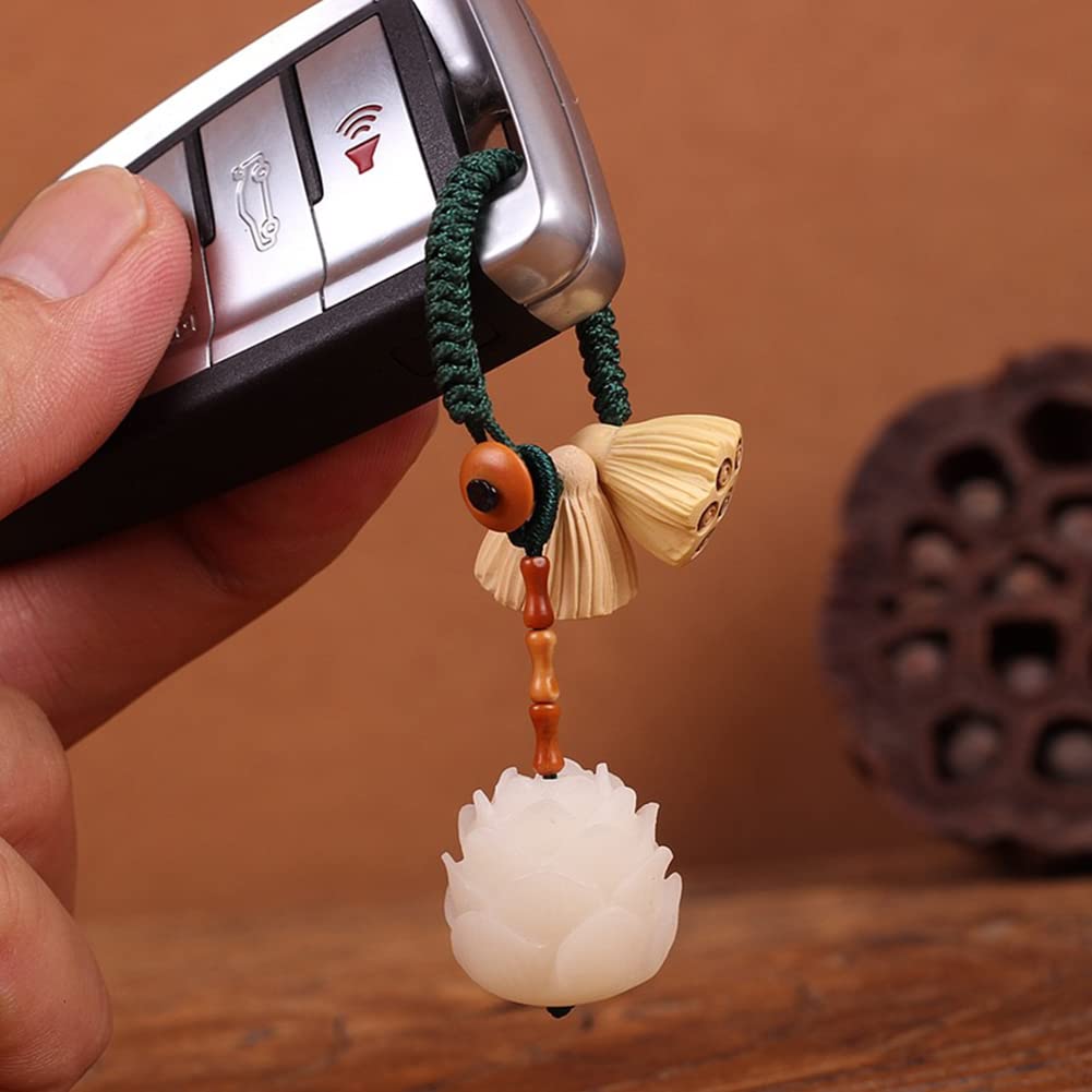 Handwoven Lotus Keychain - Car & Bag Keyring for Decor