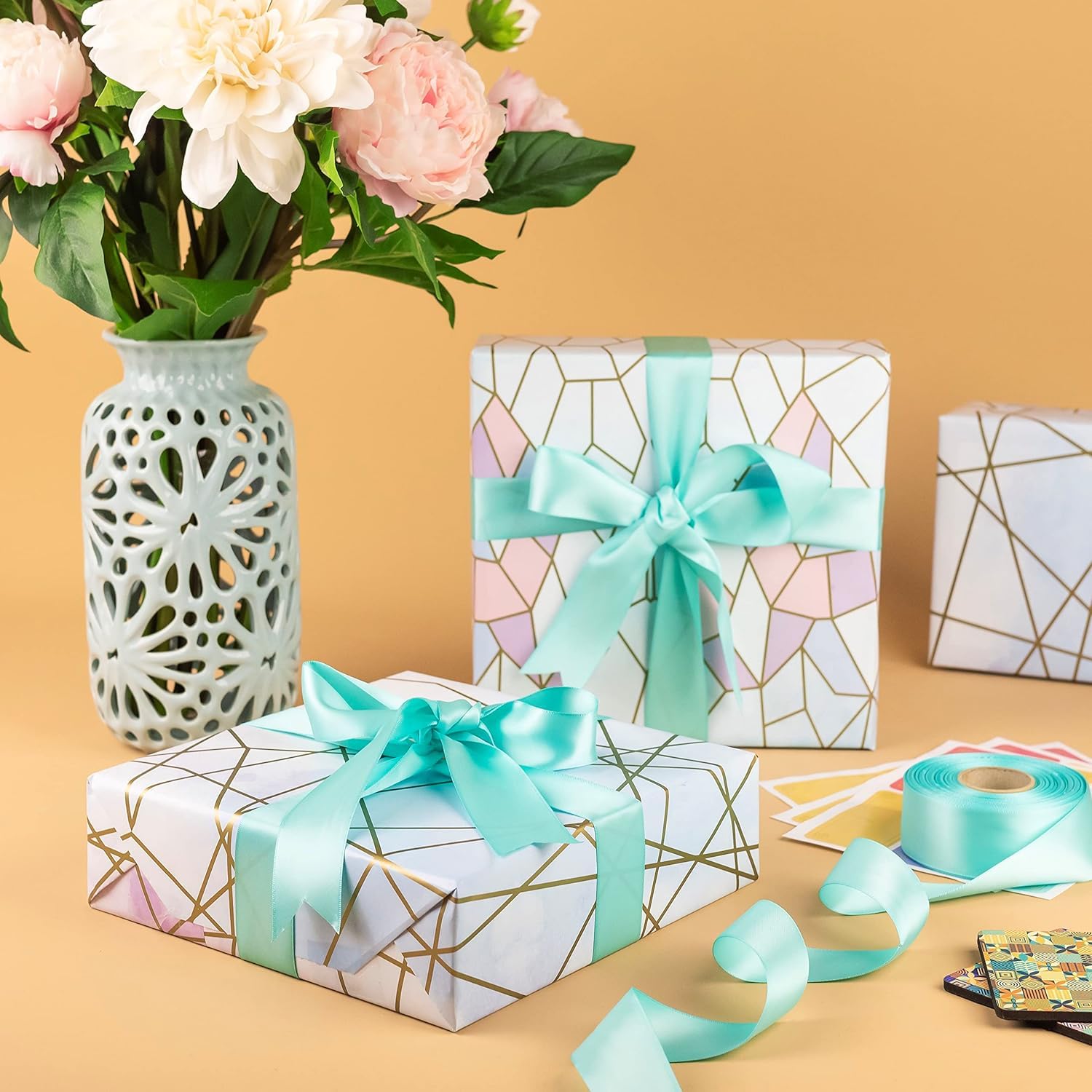 AccuPrints Premium 12-Pack Gift Wrapping Paper Set - High-Quality Gift Wrap Rolls & Sheets for Christmas, Birthday, Wedding Presents - Mix Multicolor Designs for All Occasions