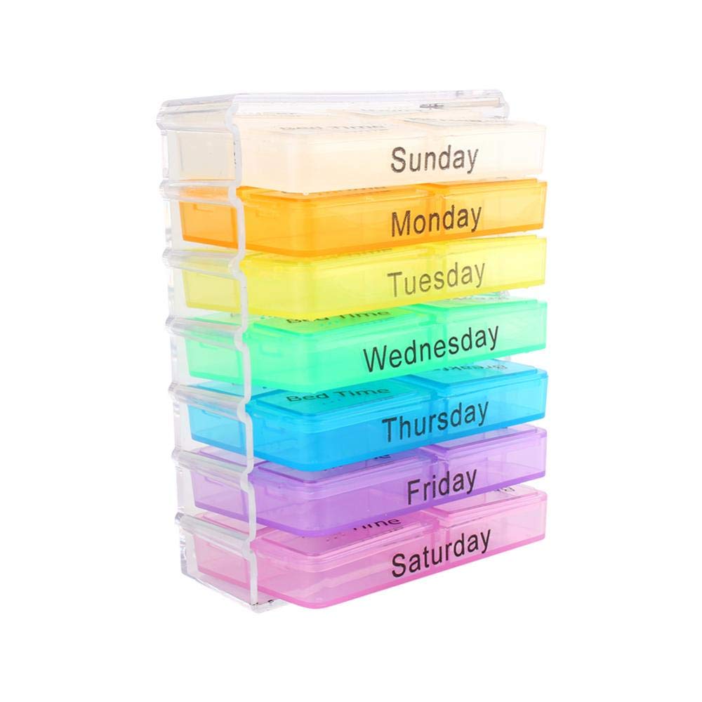 7-Day Weekly Pill Organizer with Daily Compartments - Portable Vitamin & Fish Oil Storage Box - Perfect for Travel, Home, and Office Use