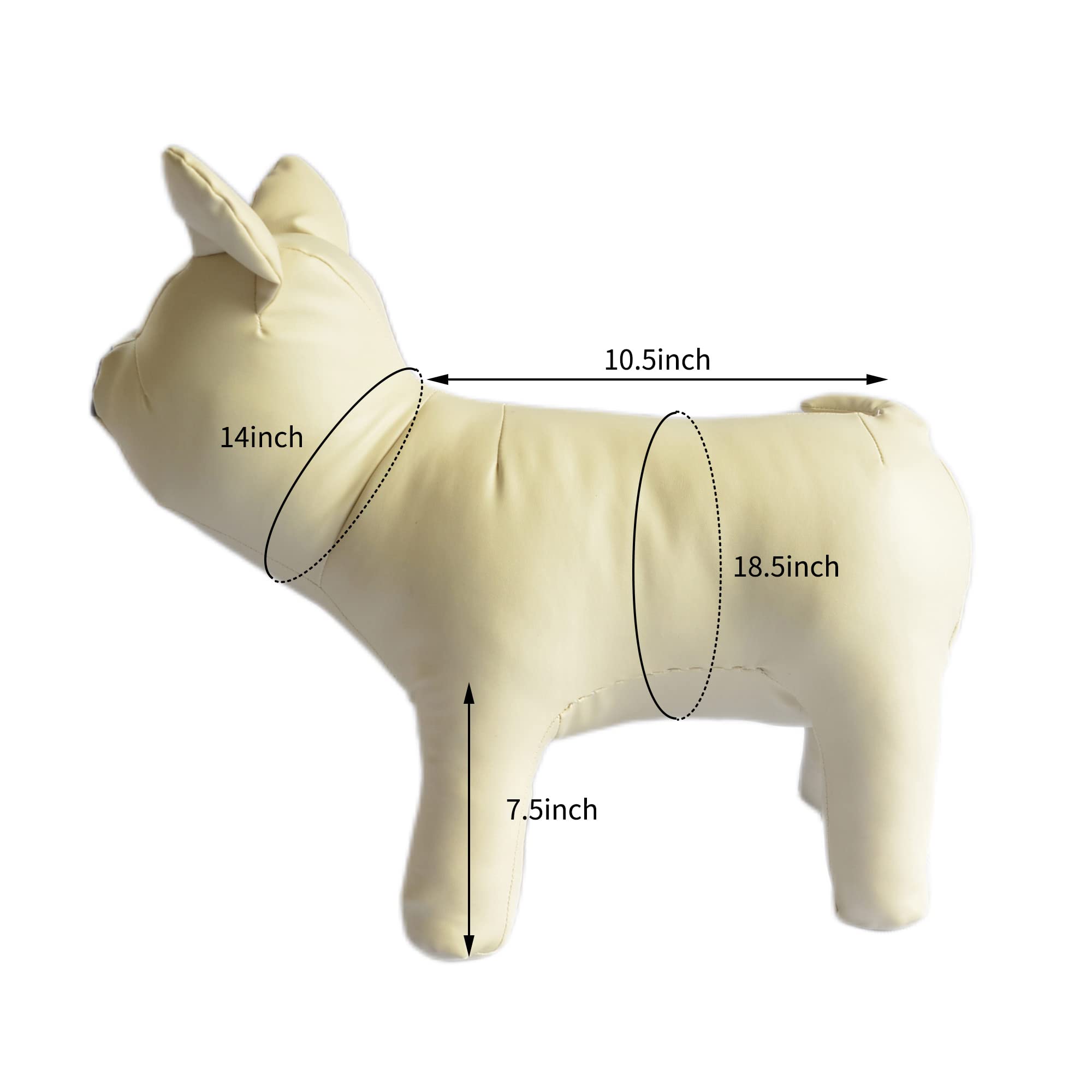 PU Leather Standing Dog Mannequin - Flexible Stretchable Bulldog Display Model for Pet Clothes & Apparel | Perfect for Dog Boutiques, Grooming Salons & Pet Store Visual Merchandising