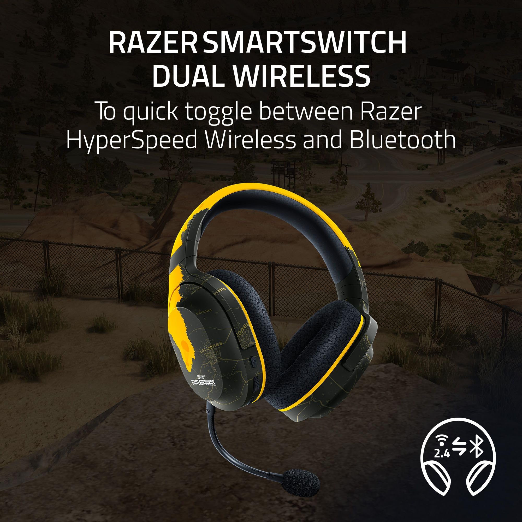 Razer Barracuda X Wireless Gaming Headset - Multi-Platform Headphones for PC, PS5, Switch & Mobile | SmartSwitch Dual Wireless, 50H Battery, USB-C Charging | PUBG Edition with Noise-Cancelling Mic | Perfect for Esports, Streaming & Online Meetings