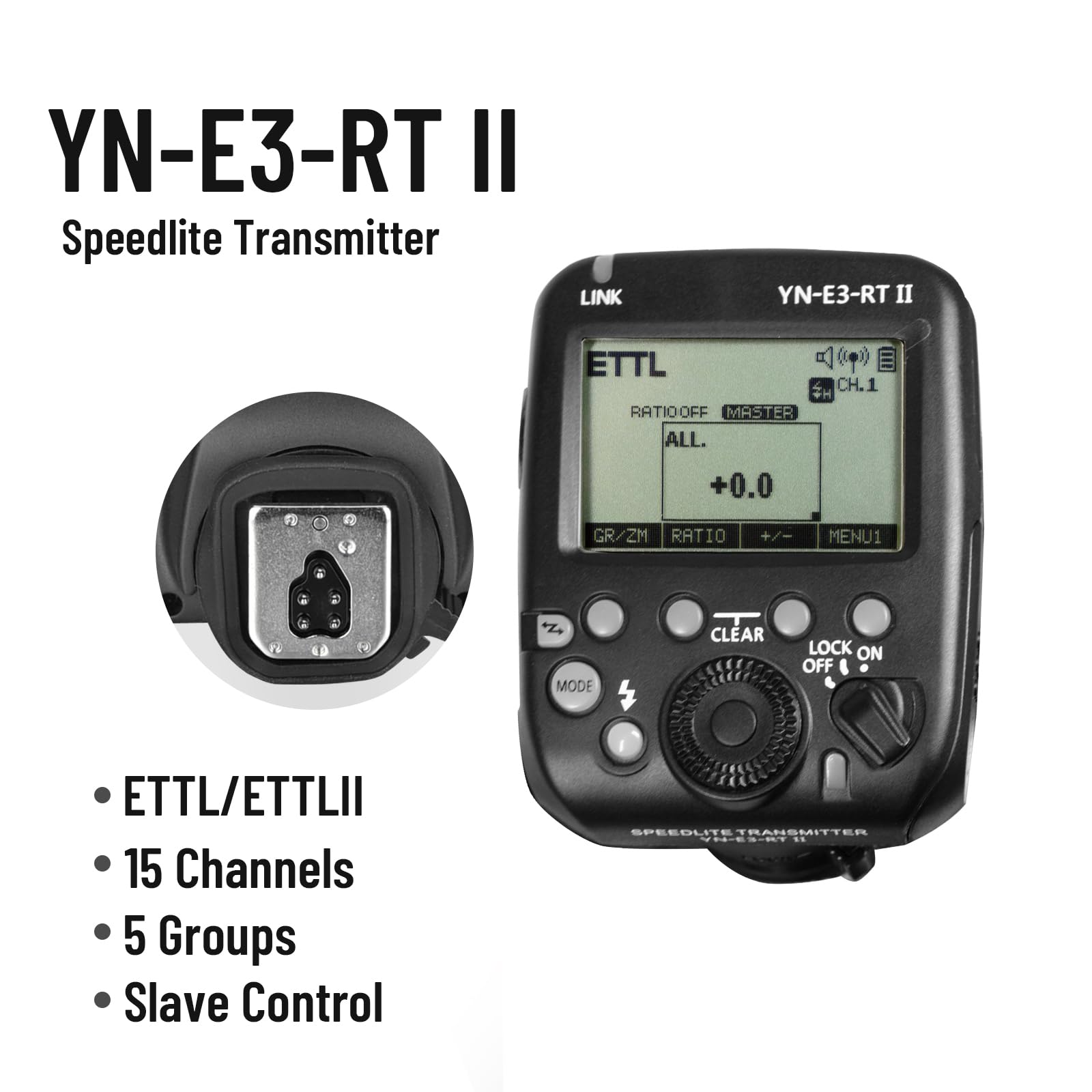 YONGNUO YN-E3-RT II Wireless Flash Trigger & TTL Transmitter for Canon Speedlites - Compatible with ST-E3-RT, 600EX-RT(II), YN968EX-RT, YN600EX-RT(II), YN686EX-RT | Perfect for Studio Photography & Outdoor Flash Shooting